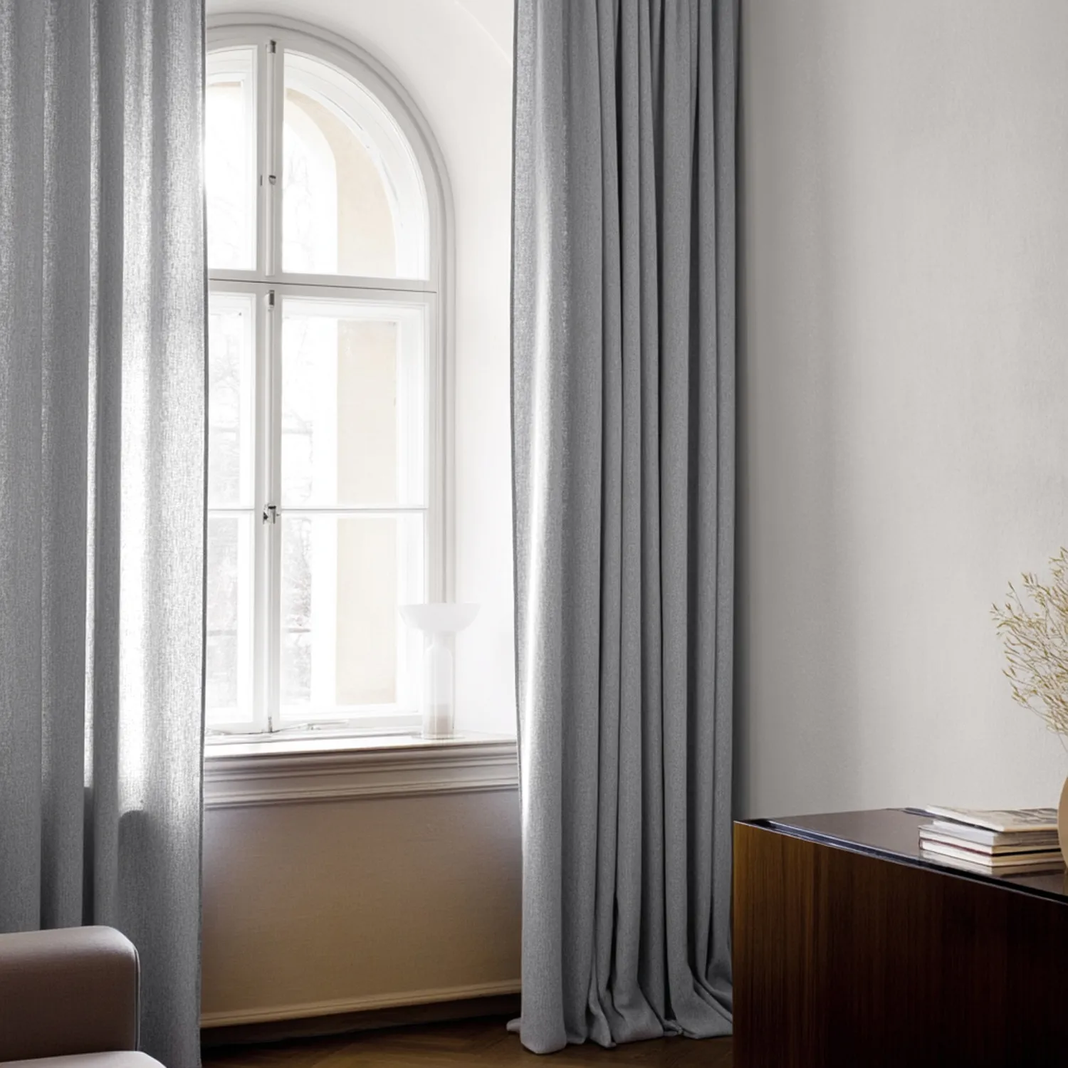 Cortinas - Cortinas de lino Melania (gris claro)