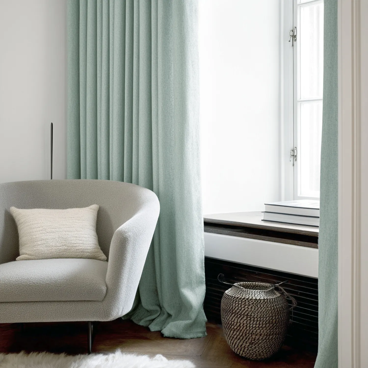Cortinas - Cortinas de lino Melania (turquesa claro)