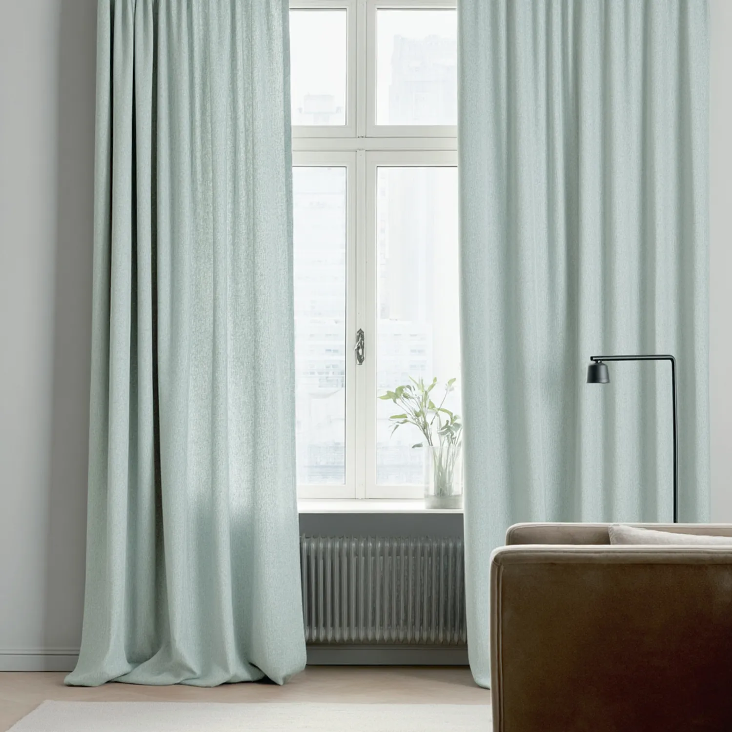 Cortinas - Cortinas de lino Melania (turquesa claro)