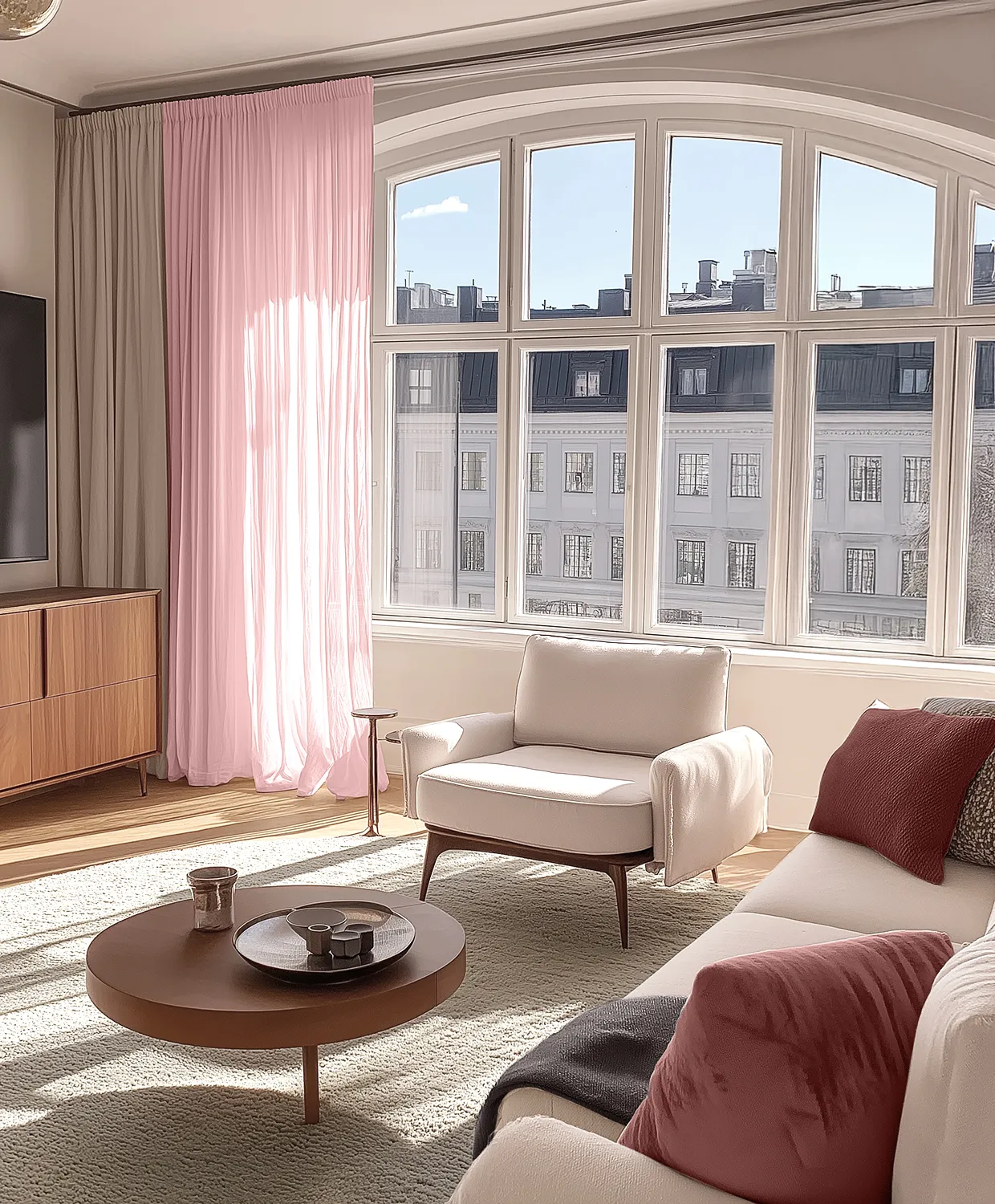 Cortinas - Cortina de encajes Hilma (rosa)
