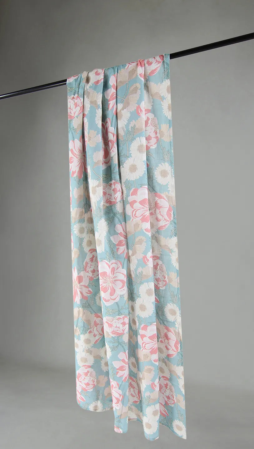 Cortinas - Cortina de algodón Serena (turquesa/rosa)
