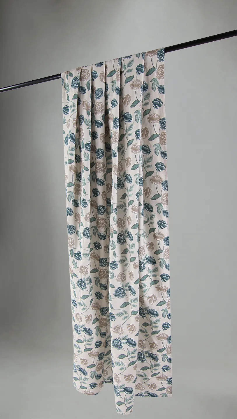 Cortinas - Cortina de algodón Wreath (azul)