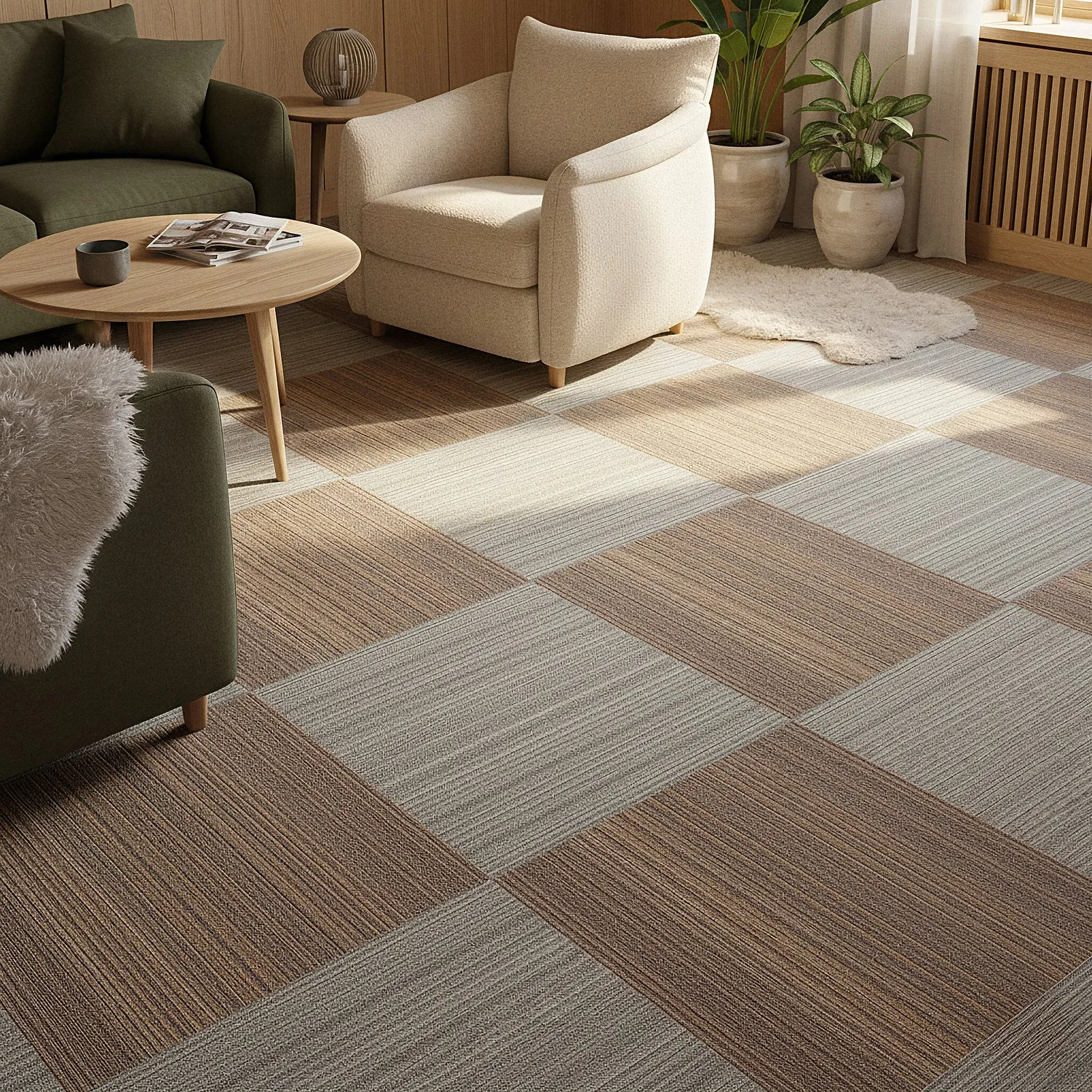 Moqueta - Almeria Losetas textiles 24 uds. (gris a rayas irregulares)