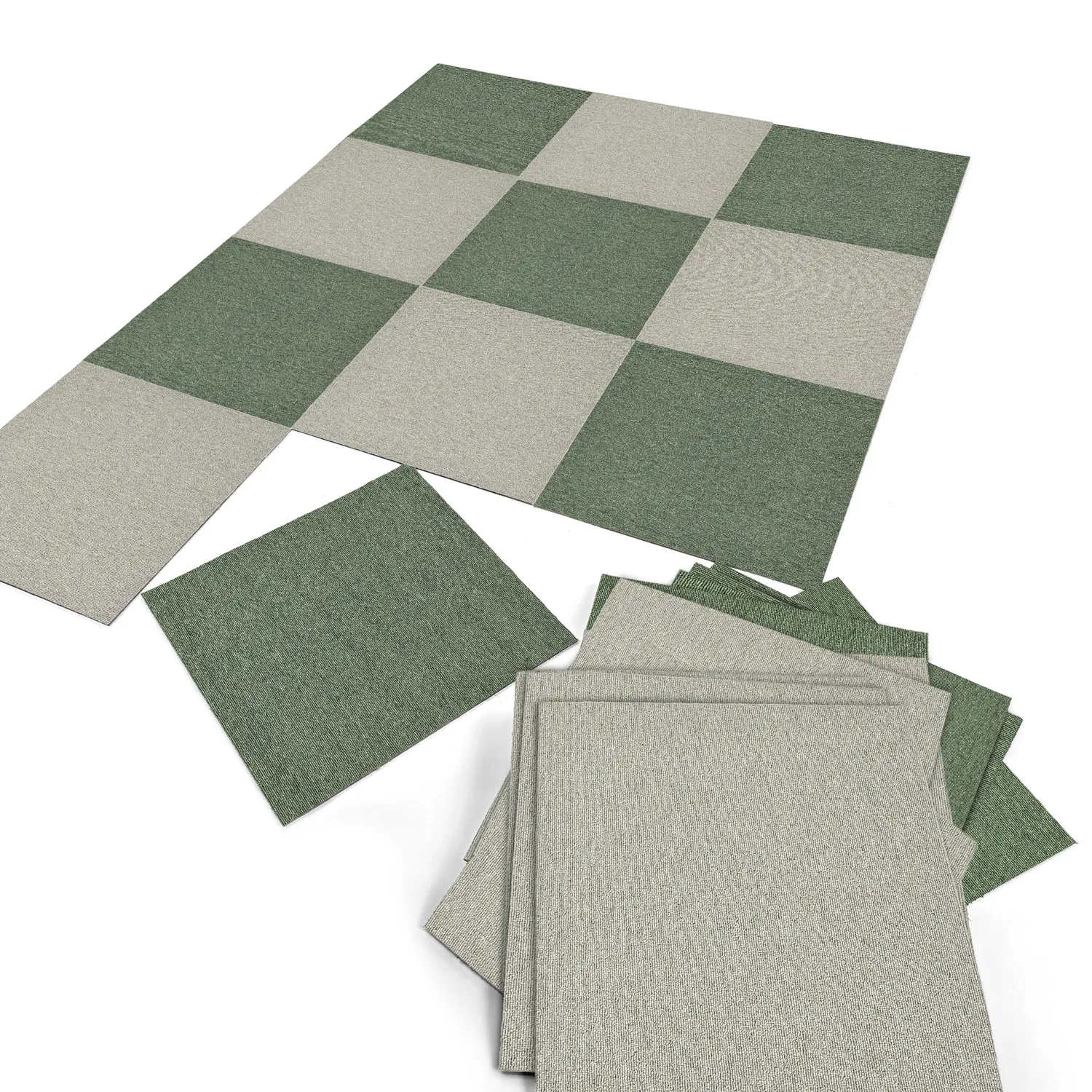 Moqueta - Almeria Losetas textiles 24 uds. (verde)