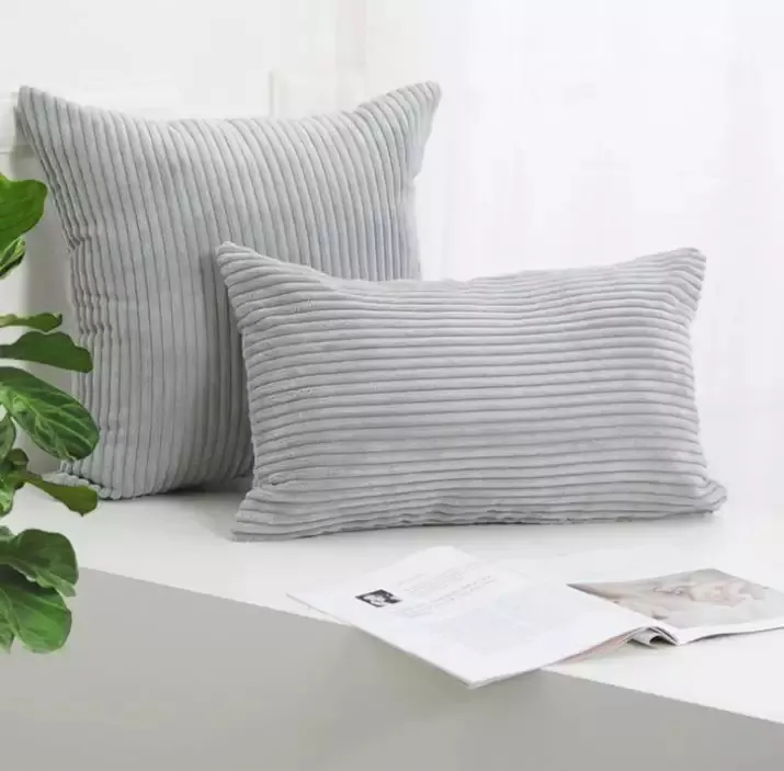 Funda de almohada - Striped Velvet 50 x 50 cm (gris)