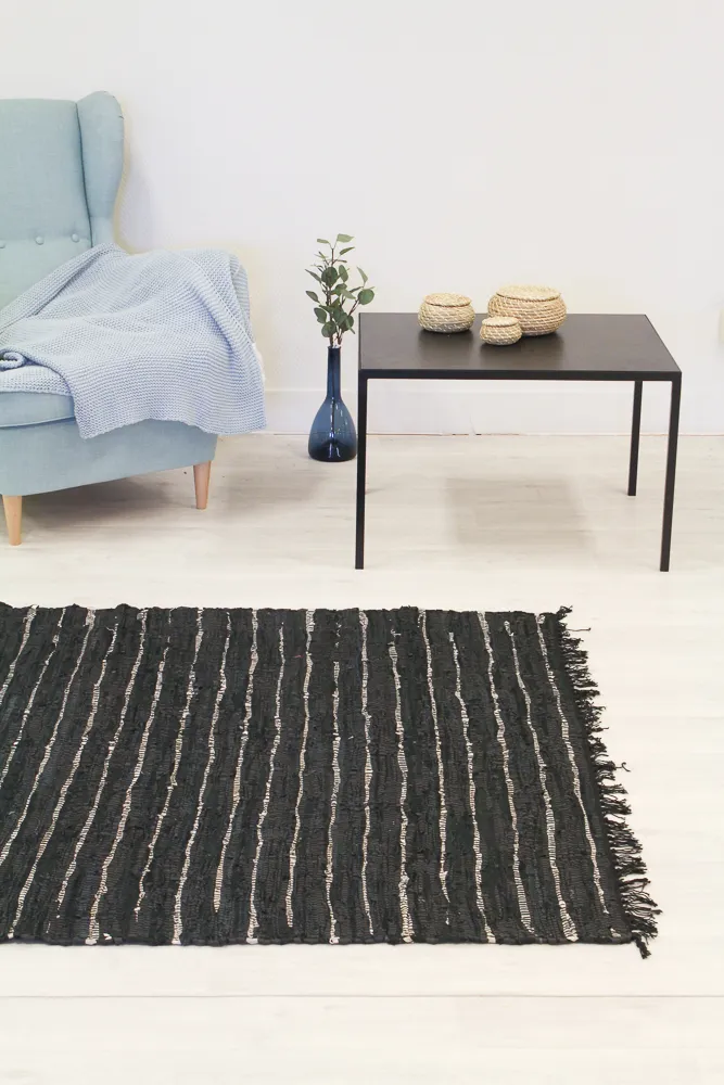 Alfombra de algodón - Nordal Design (cuero negro)