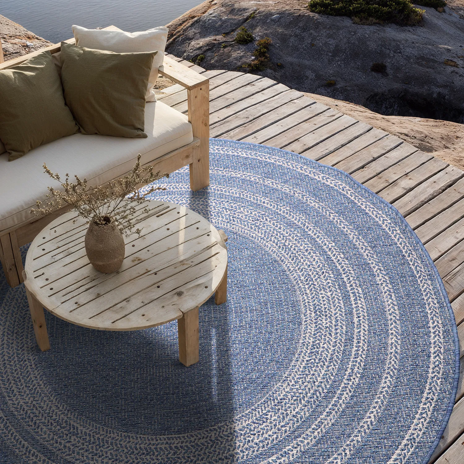 Alfombras redondeadas - Indoor/Outdoor Angus (azul)