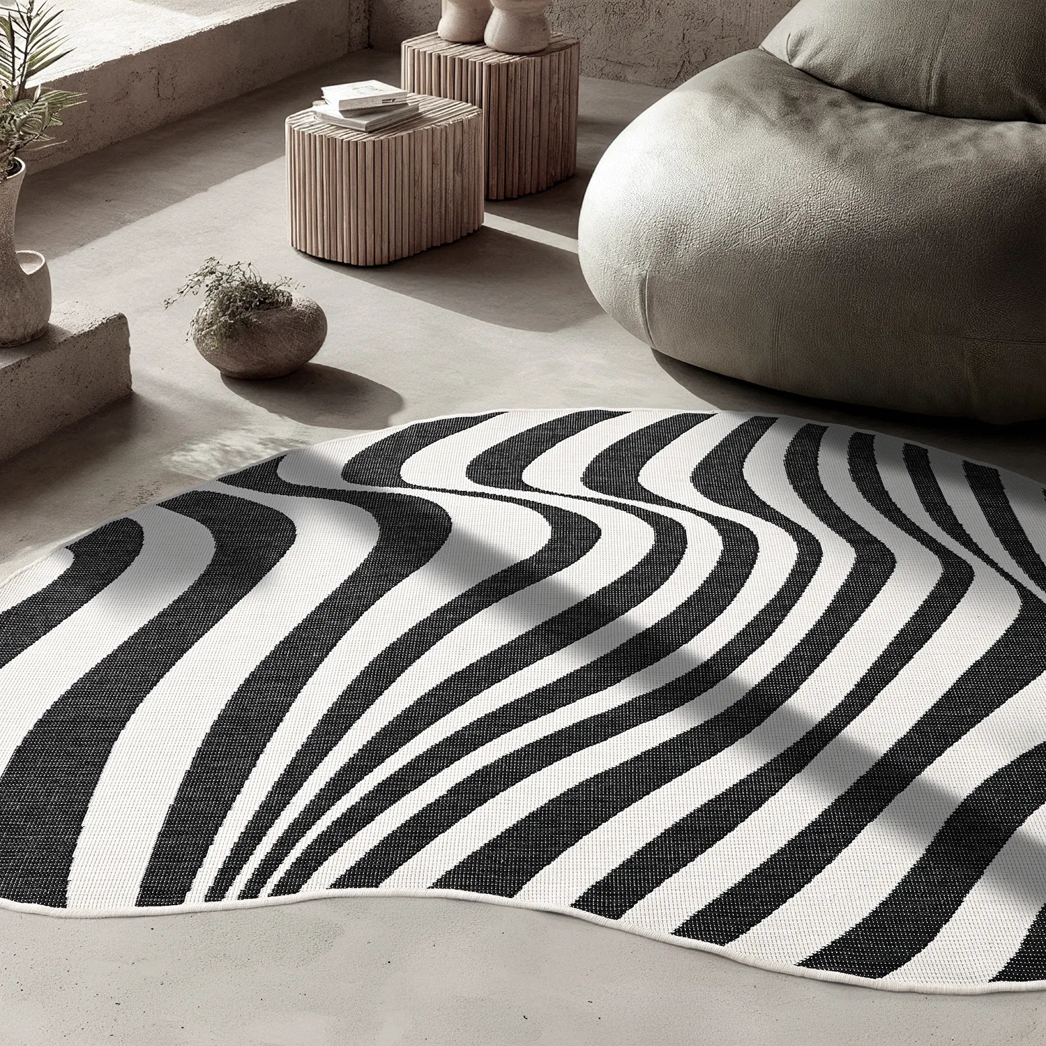 Alfombras de Interior/Exterior - utomhusmatta - Remina (negro/blanco)