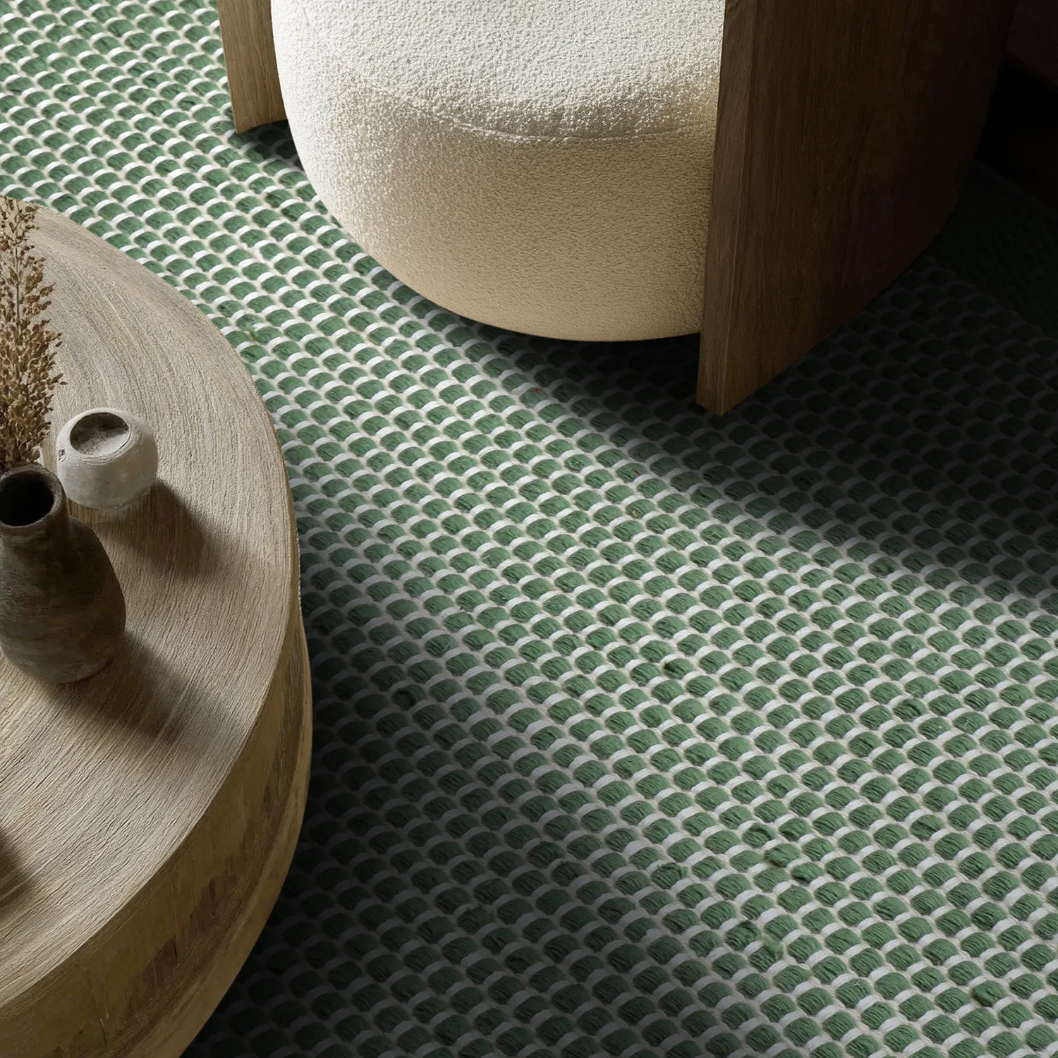 Alfombras de Interior/Exterior - Coastal Wool Look (verde/blanco)