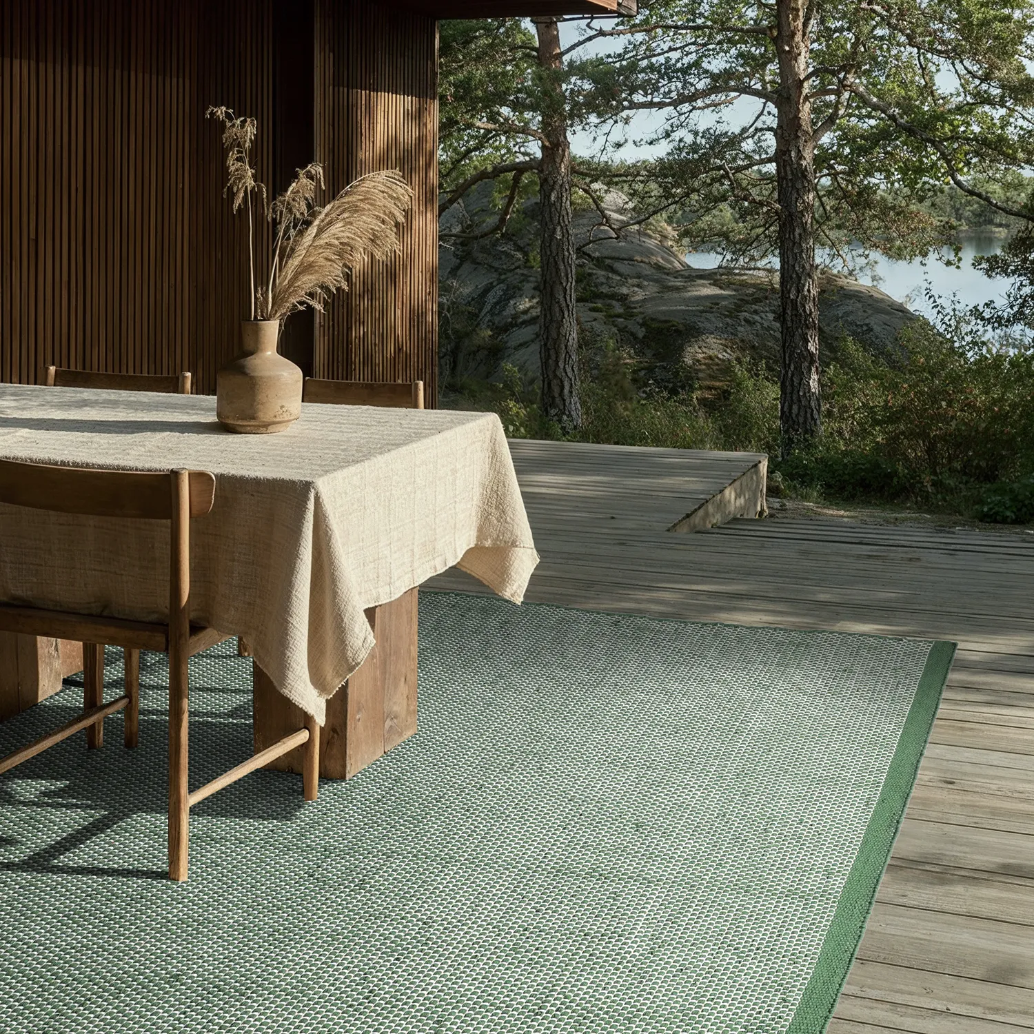 Alfombras de Interior/Exterior - Coastal Wool Look (verde/blanco)
