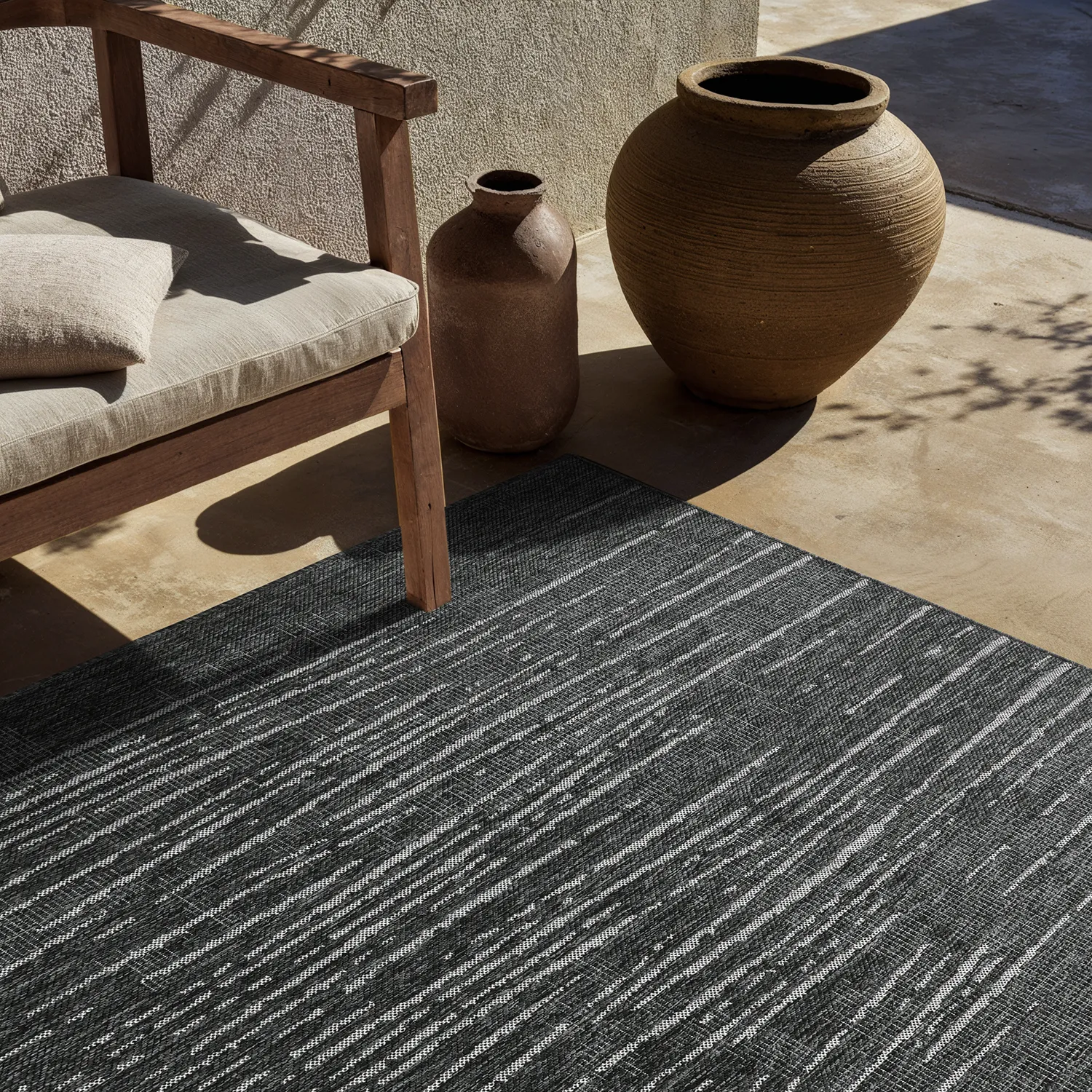 Alfombras de Interior/Exterior - Ragusa (negro/crema)