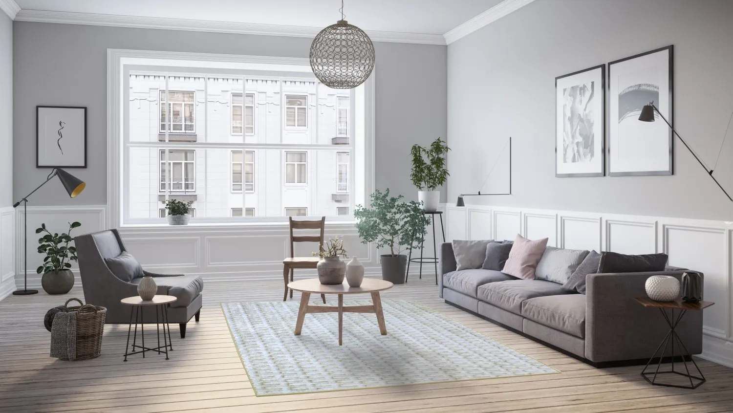 Alfombra Wilton - Sevgi (gris/blanco)