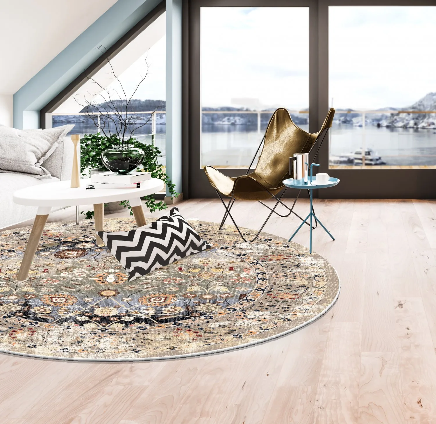 Alfombras redondeadas - Bouhjar (beige/multi)