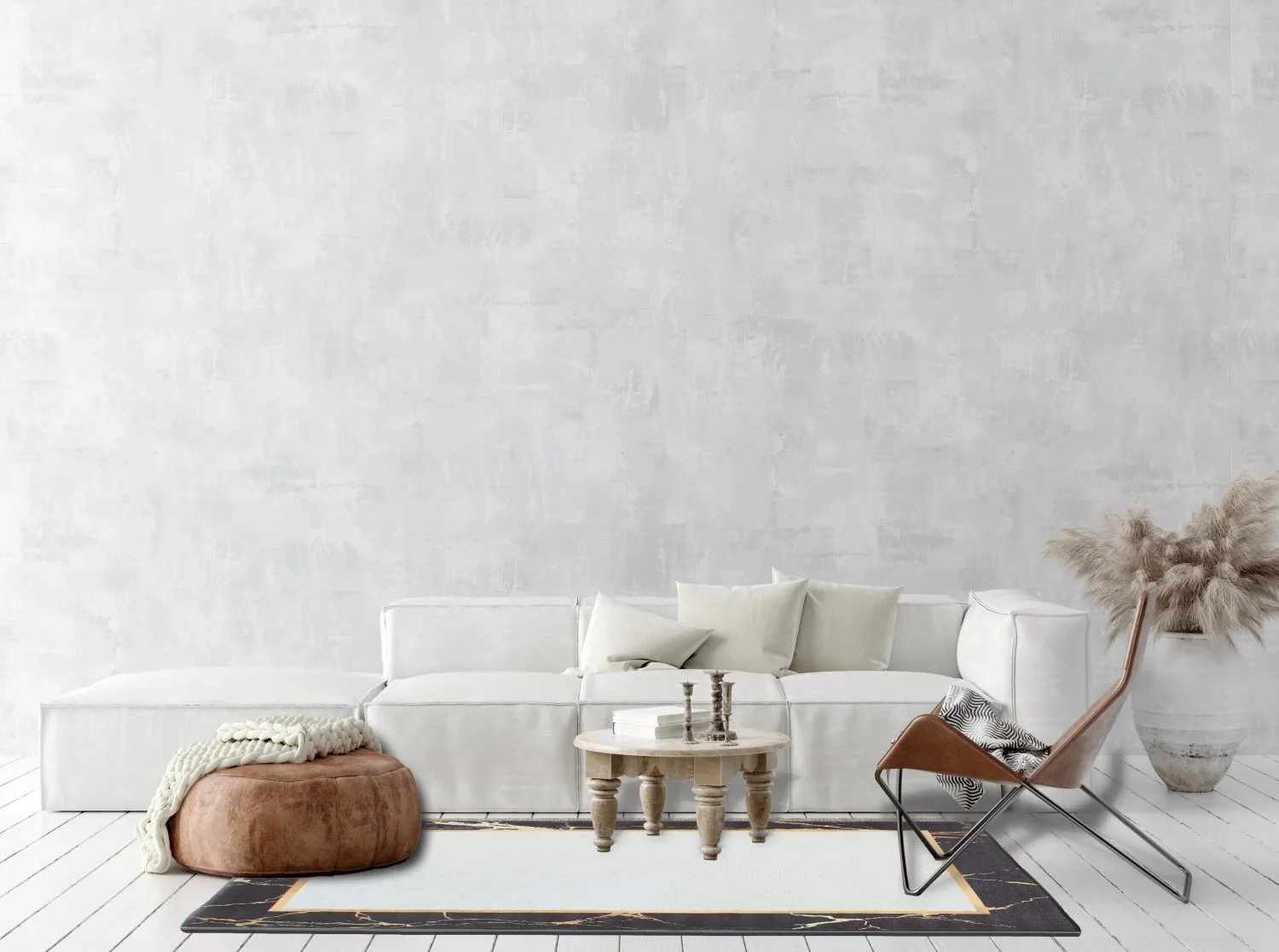Alfombra Wilton - Cerasia (negro/blanco/dorado)