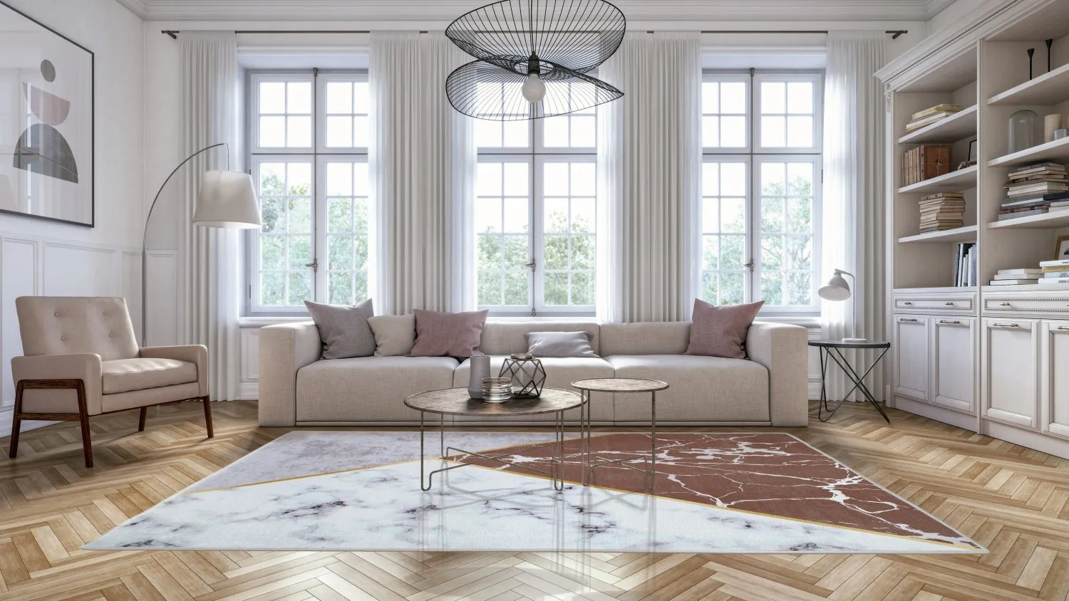 Alfombra Wilton - Savino (gris/blanco/marrón)