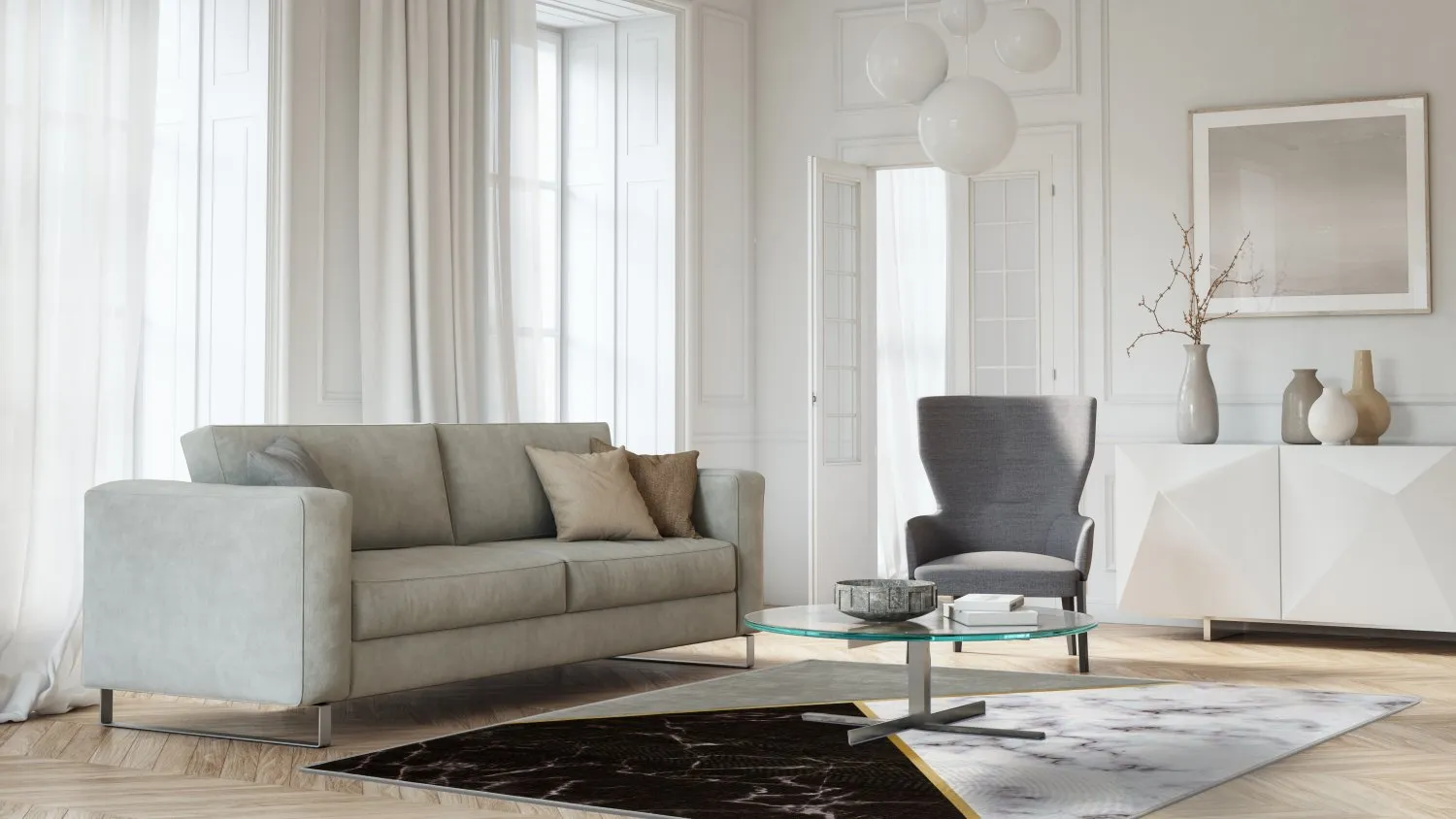 Alfombra Wilton - Savino (negro/blanco/gris)