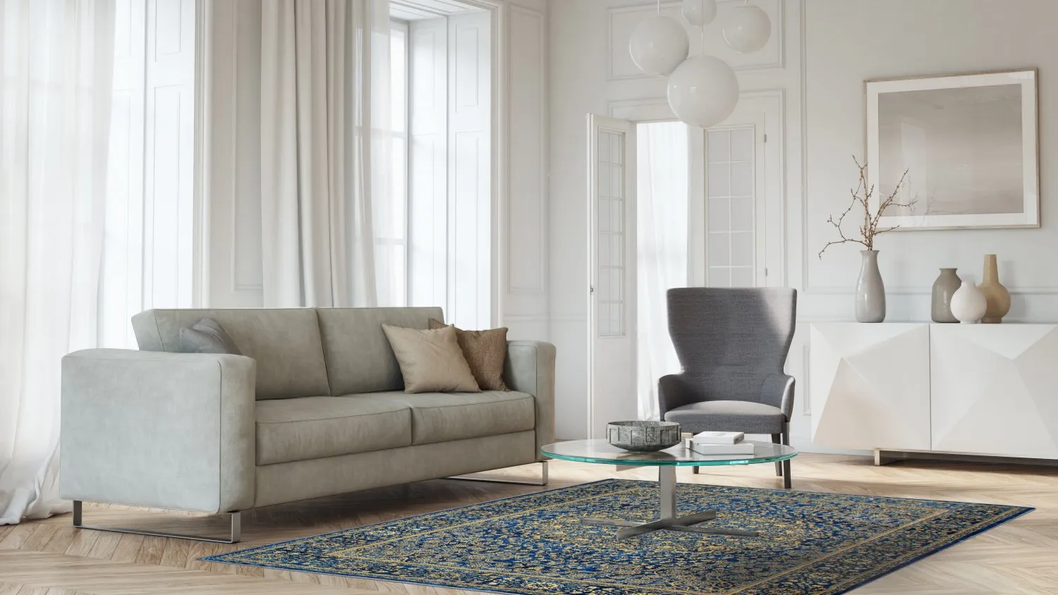 Alfombra Wilton - Vinadio (azul/dorado)