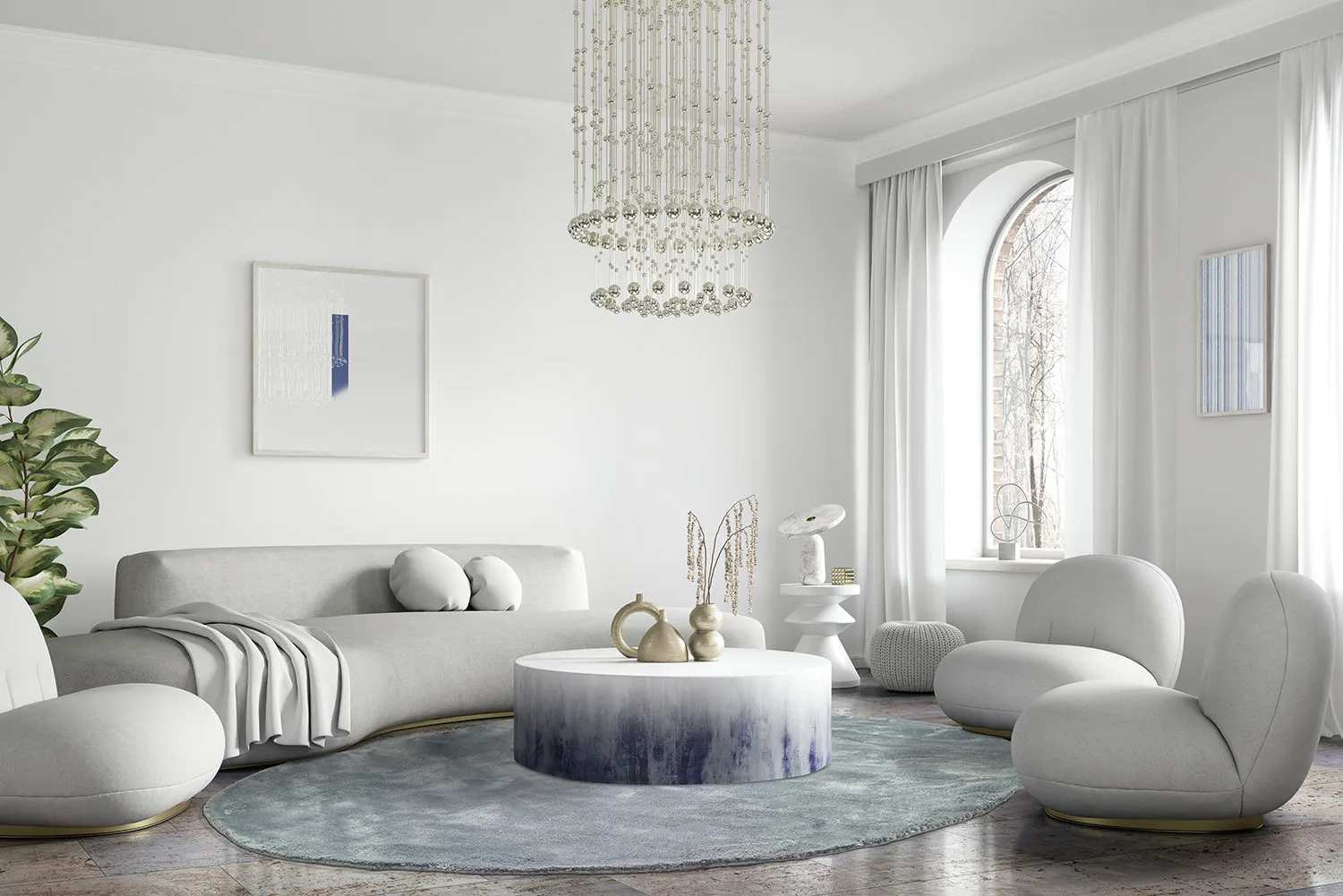 Alfombras redondeadas - Jodhpur Special Luxury Edition (gris/azulado)