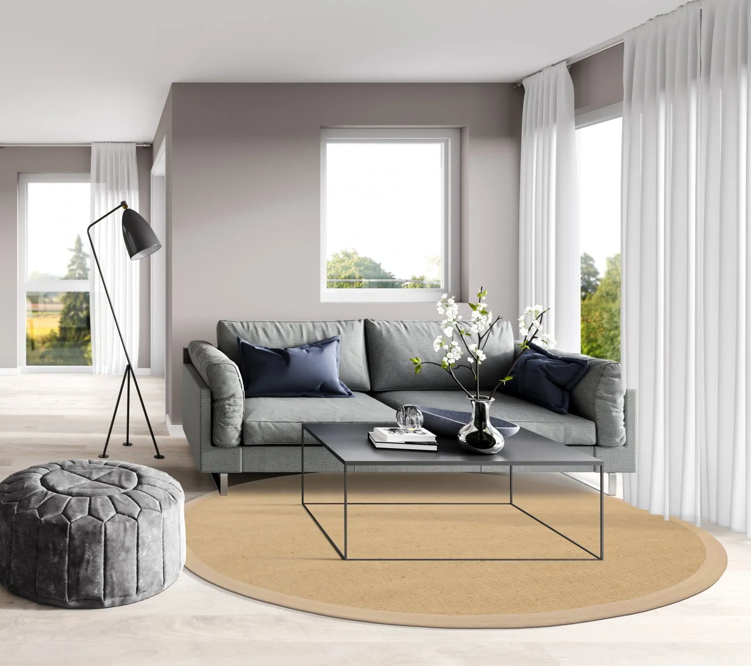 Alfombras redondeadas (sisal) - Agave (beige/marfil)
