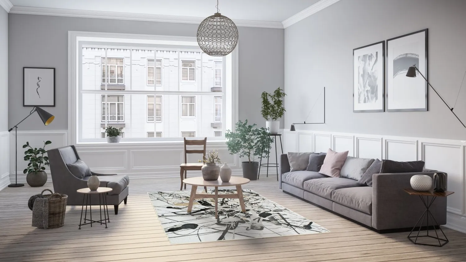 Alfombra Wilton - Lawrance (gris/blanco)