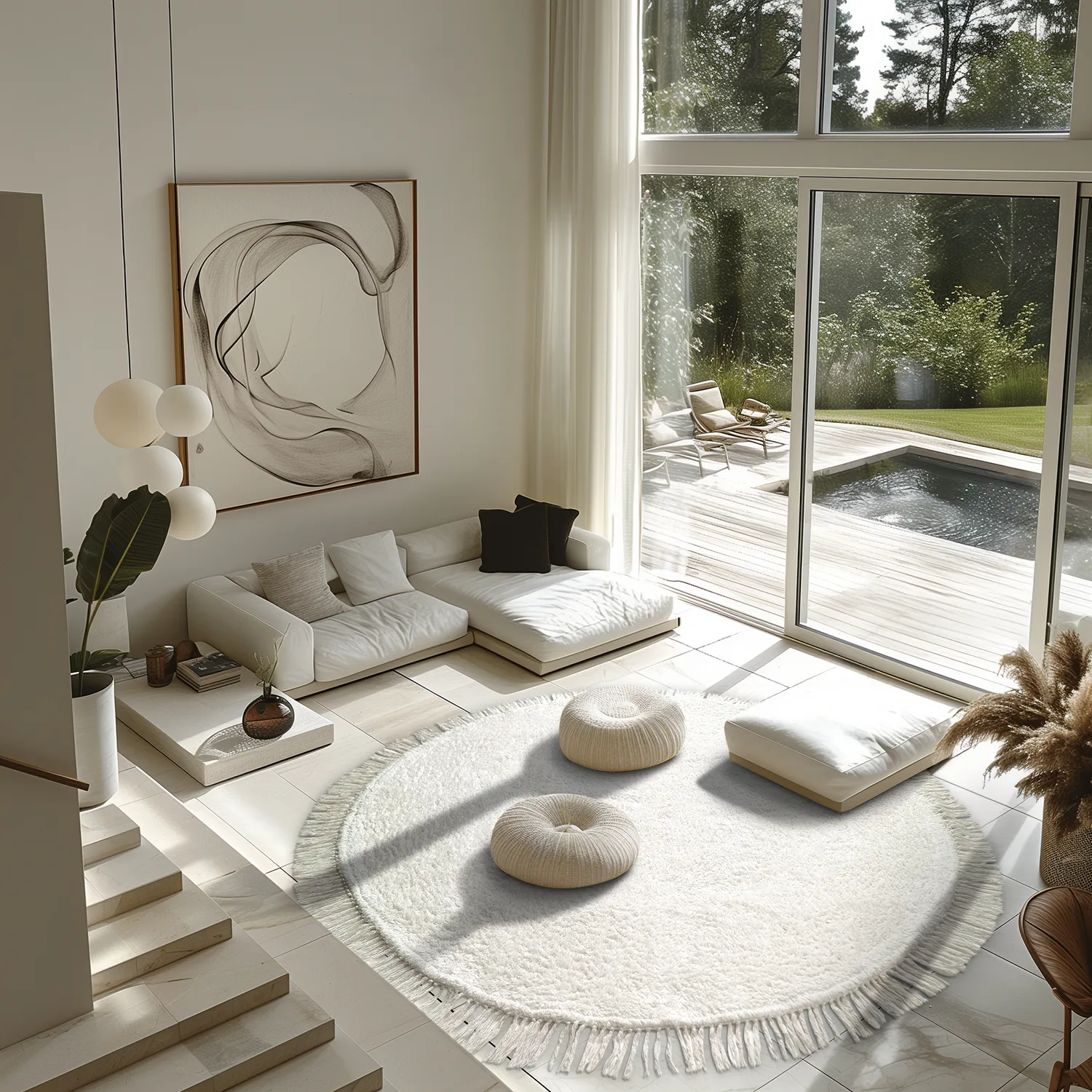 Alfombras redondeadas - Alba Natural Cotton Shaggy (blanco)