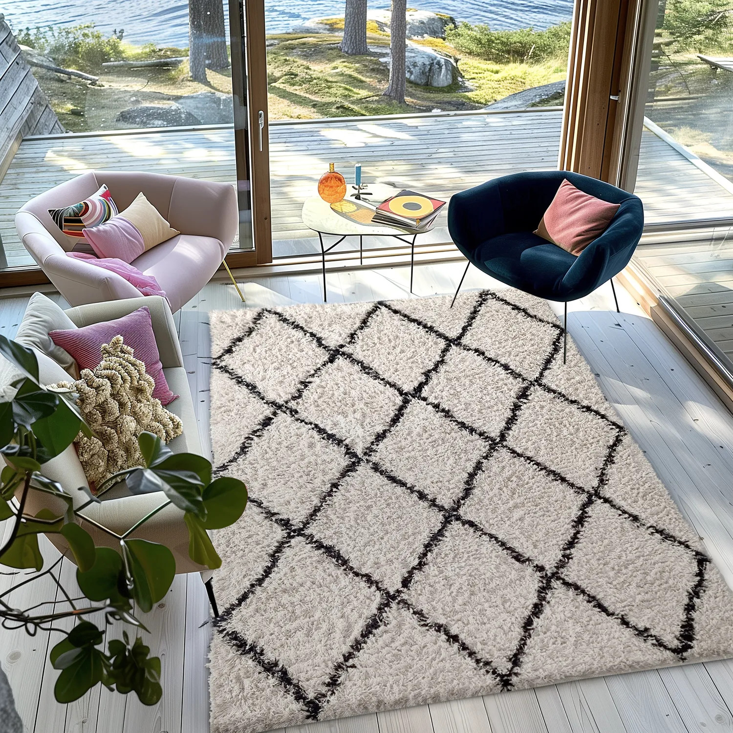 Alfombras de pelo largo - Alcott Natural Cotton Shaggy (negro/blanco)