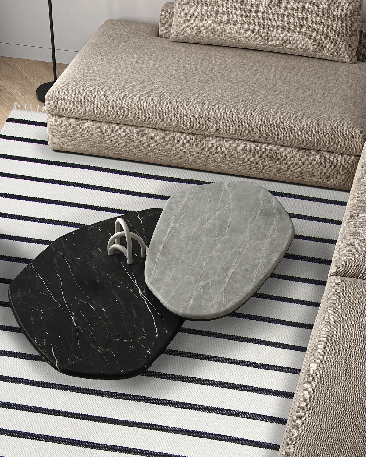Alfombra de algodón - Helle (offwhite/negro)