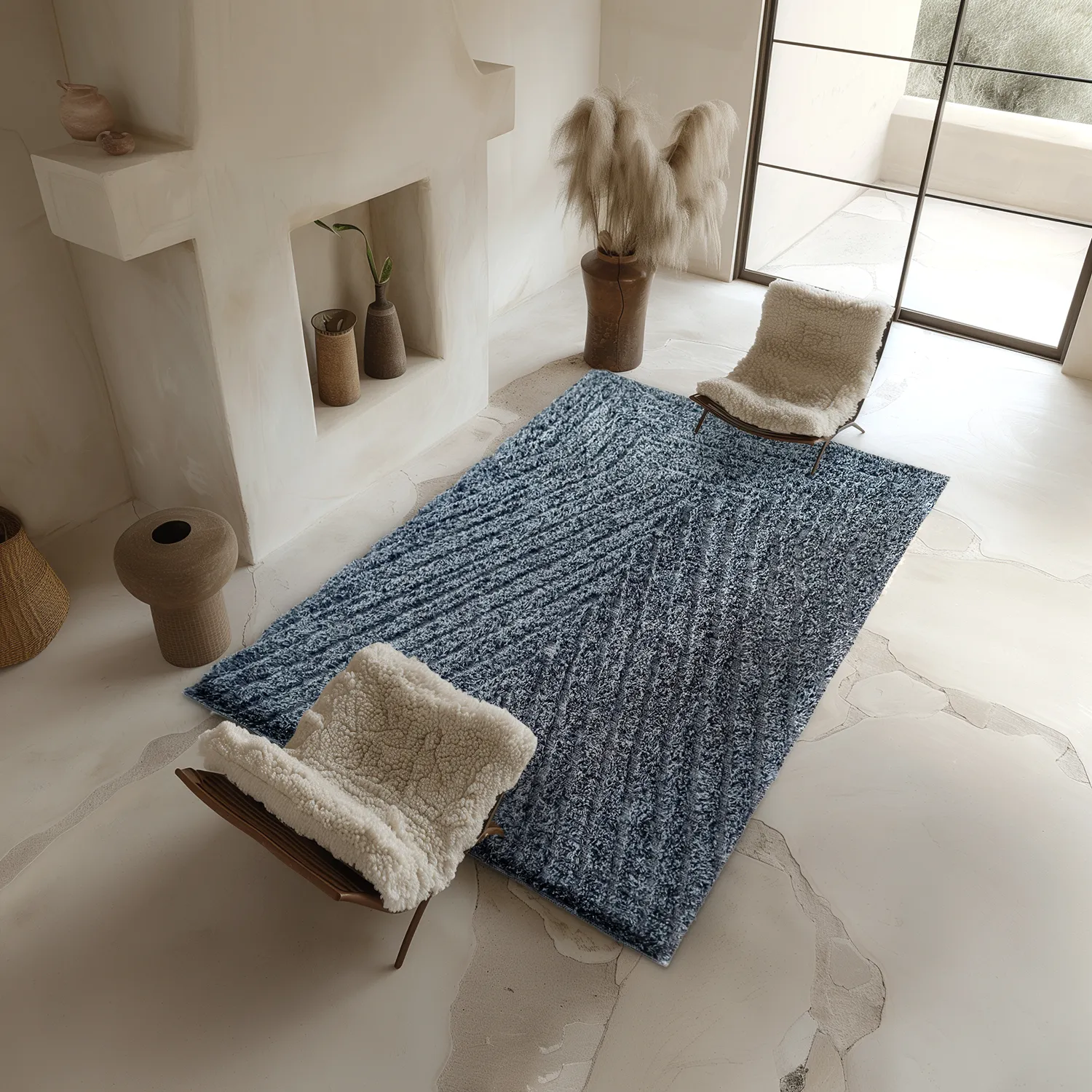 Alfombras de pelo largo - Kendra Natural Cotton Shaggy (gris/negro)