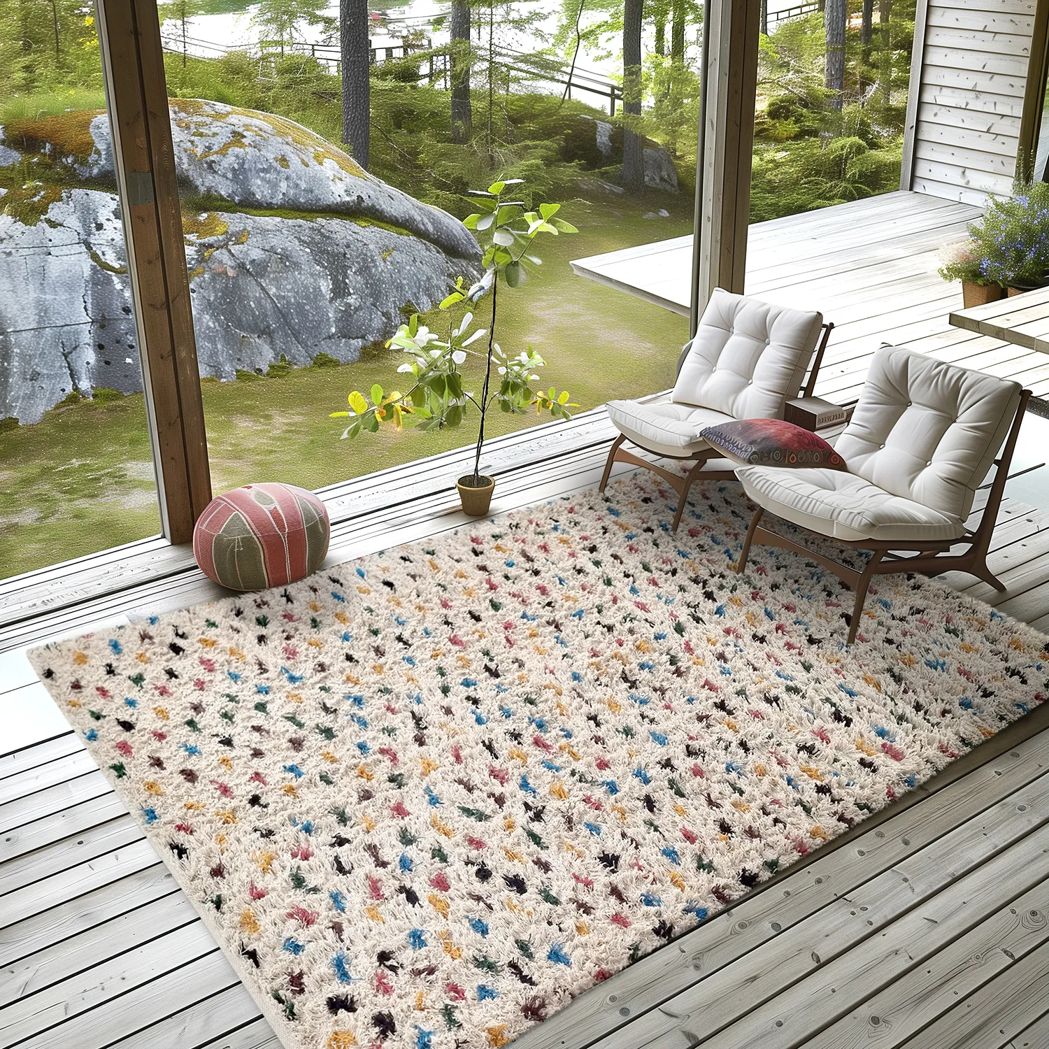 Alfombras de pelo largo - Litton Natural Cotton Shaggy (beige/multicolor)