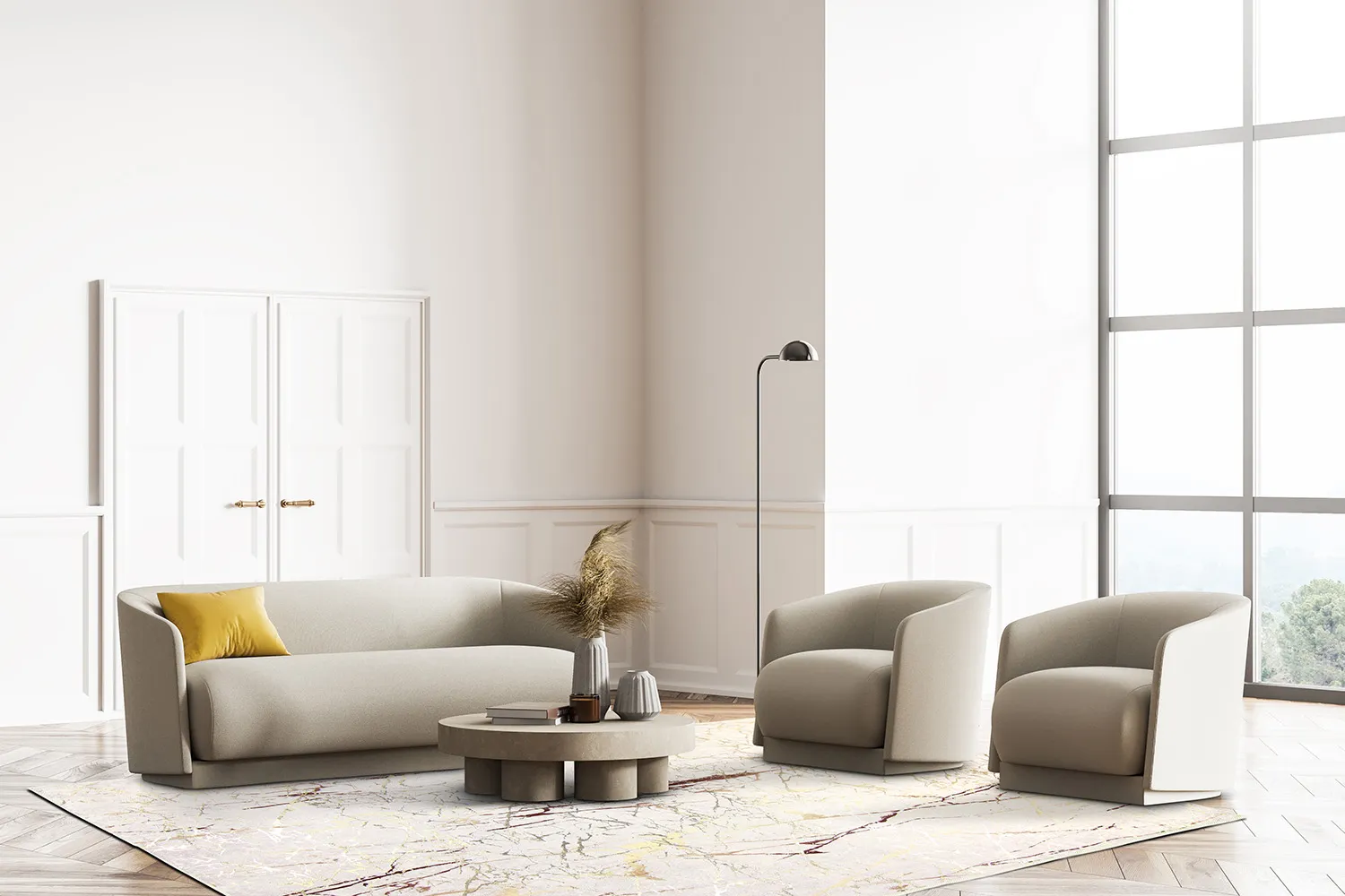 Alfombra Wilton - Alden (offwhite/oro)