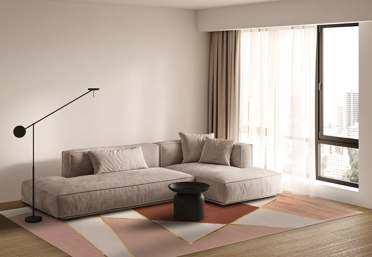 Alfombra Wilton - Jade (beige/rosa)