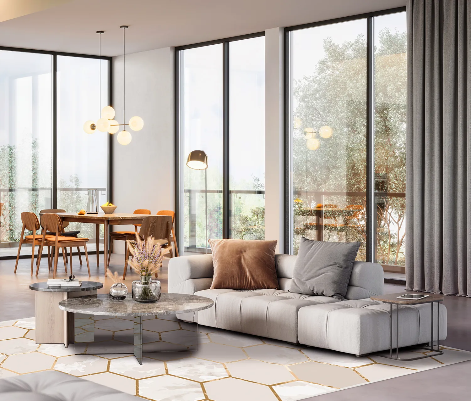 Alfombra Wilton - Morino (beige/blanco/dorado)