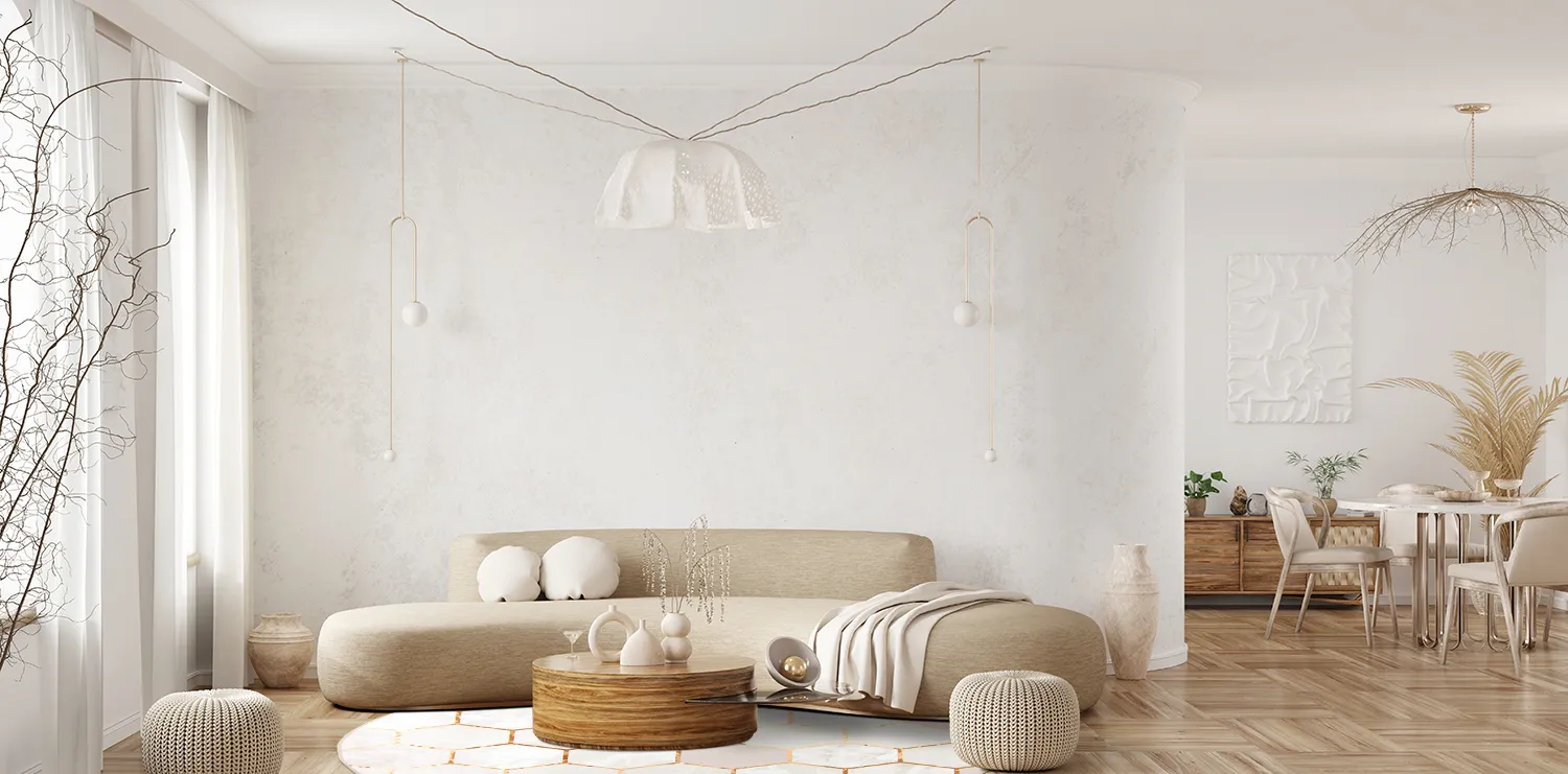 Alfombras redondeadas - Morino (beige/blanco/dorado)