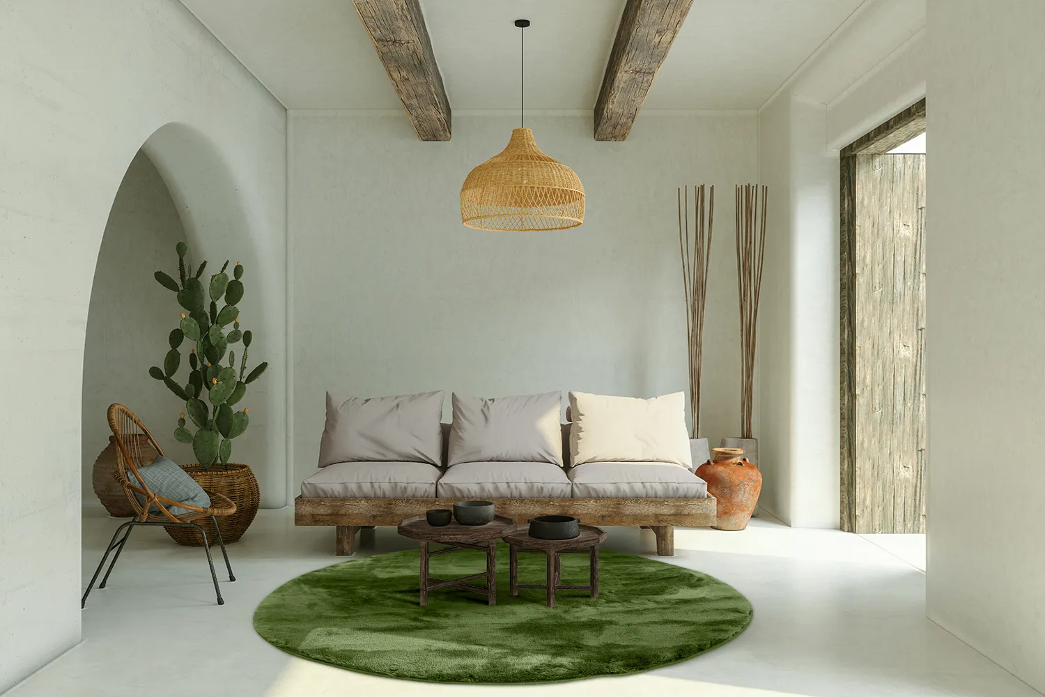 Alfombras redondeadas - Aranga Super Soft Fur (verde oliva)
