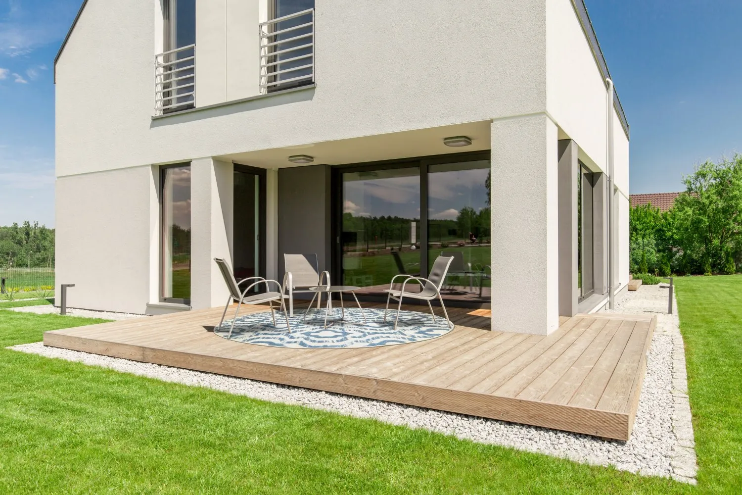 Alfombras redondeadas - Indoor/Outdoor Trenton (blanco/azul)