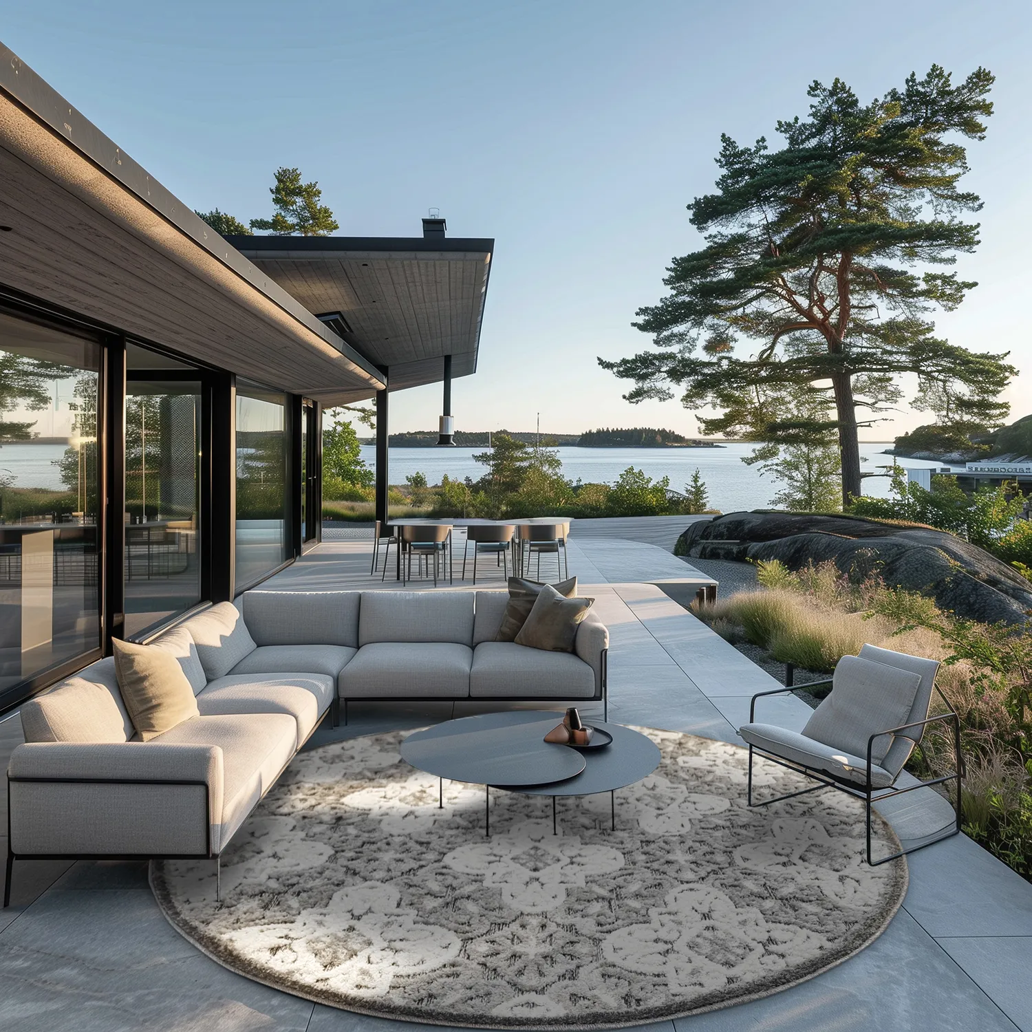 Alfombras redondeadas - Indoor/Outdoor Hampton (gris)