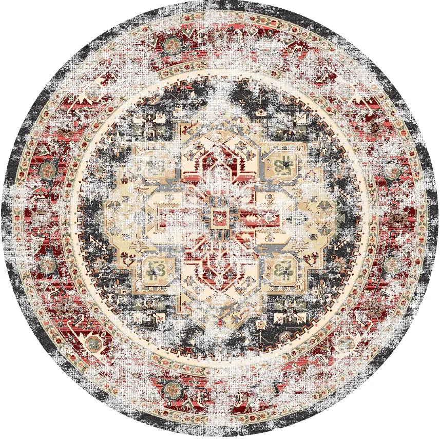 Alfombras redondeadas - Javis (rojo/multicolor)