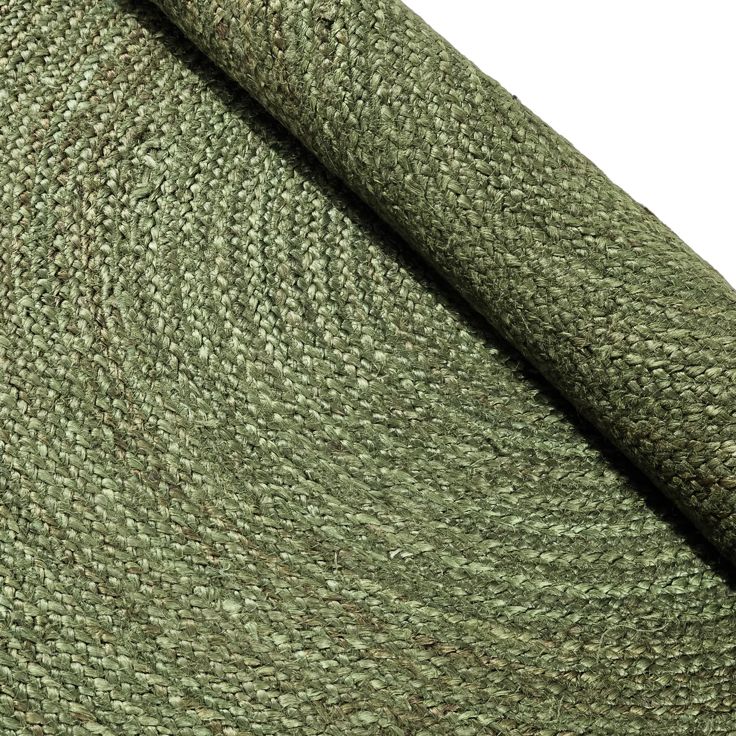 Alfombra redonda de yute - Amasia (verde militar)