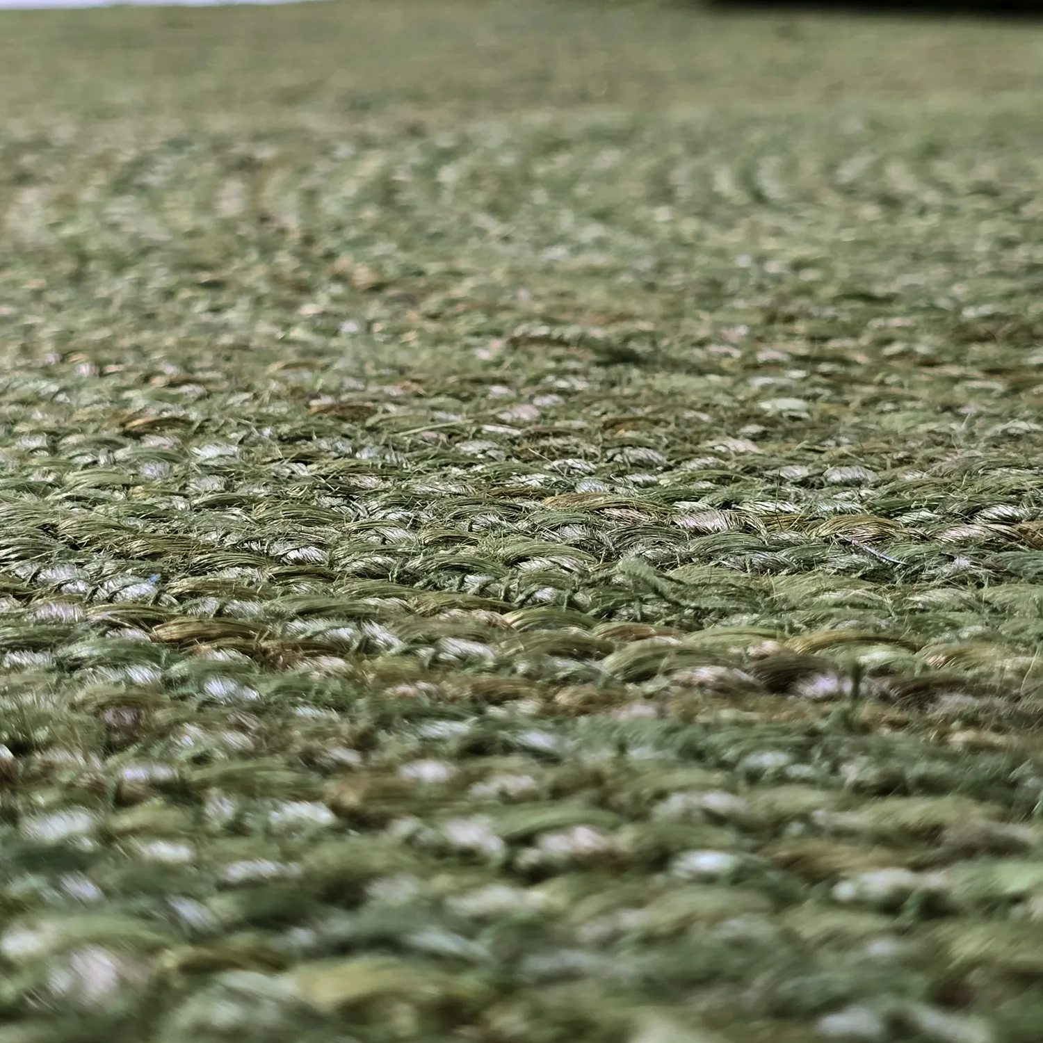 Alfombra redonda de yute - Amasia (verde militar)