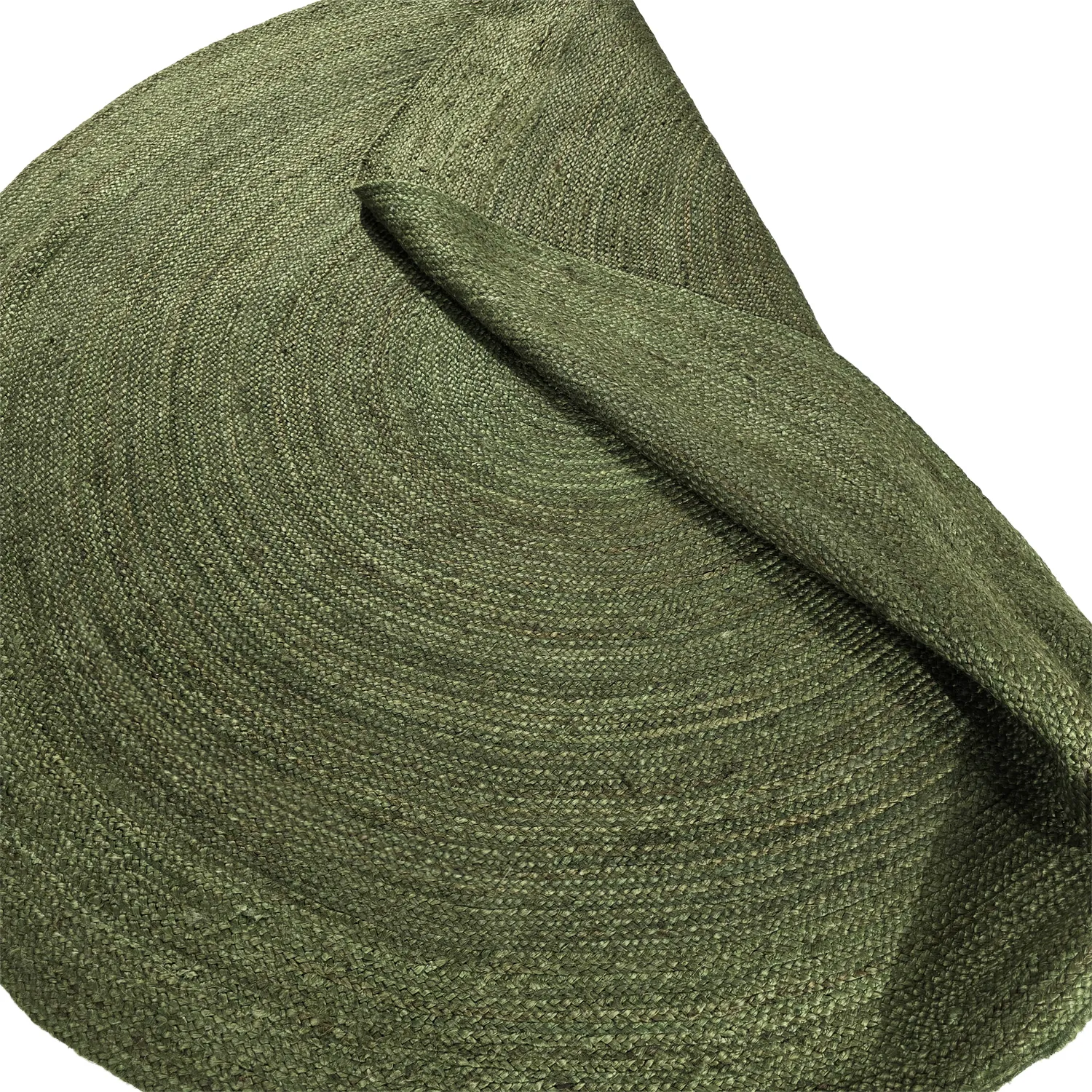 Alfombra redonda de yute - Amasia (verde militar)