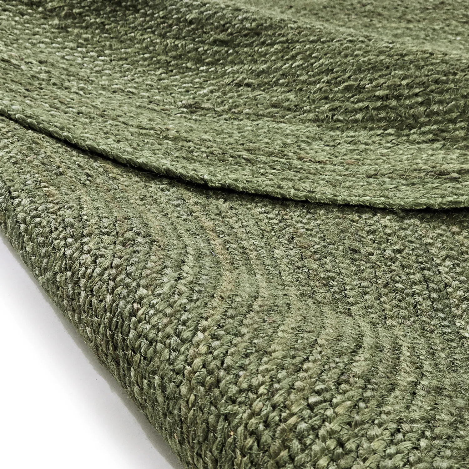 Alfombra redonda de yute - Amasia (verde militar)