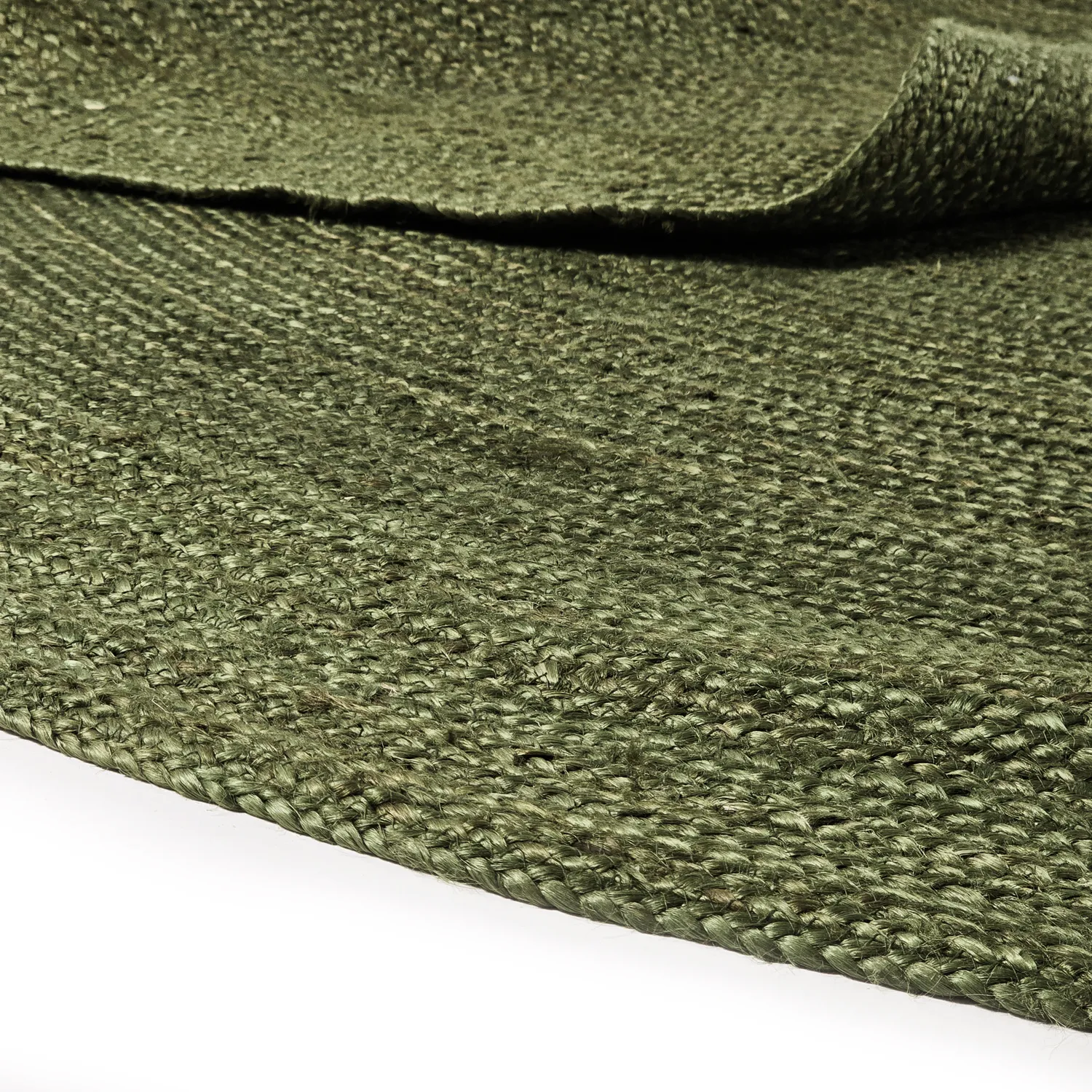 Alfombra redonda de yute - Amasia (verde militar)