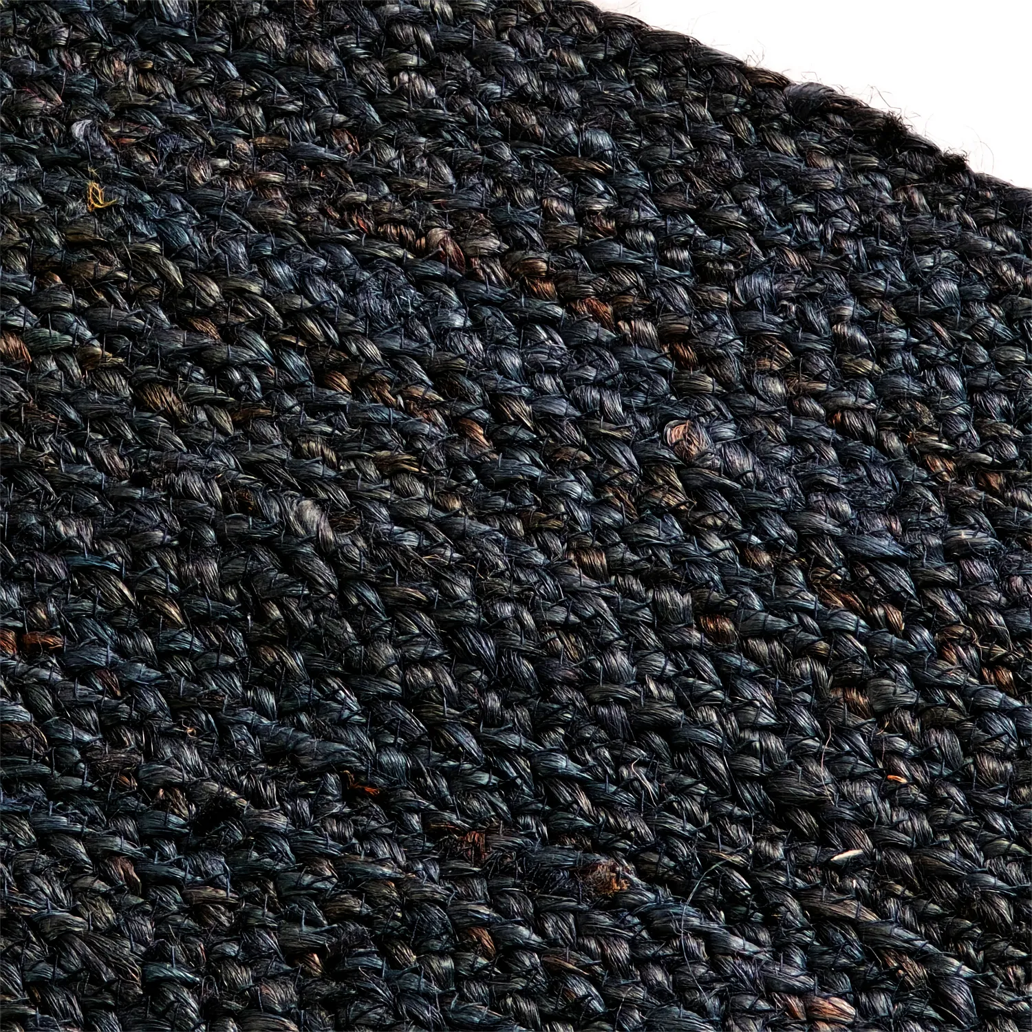 Alfombra redonda de yute - Amasia (azul oscuro)