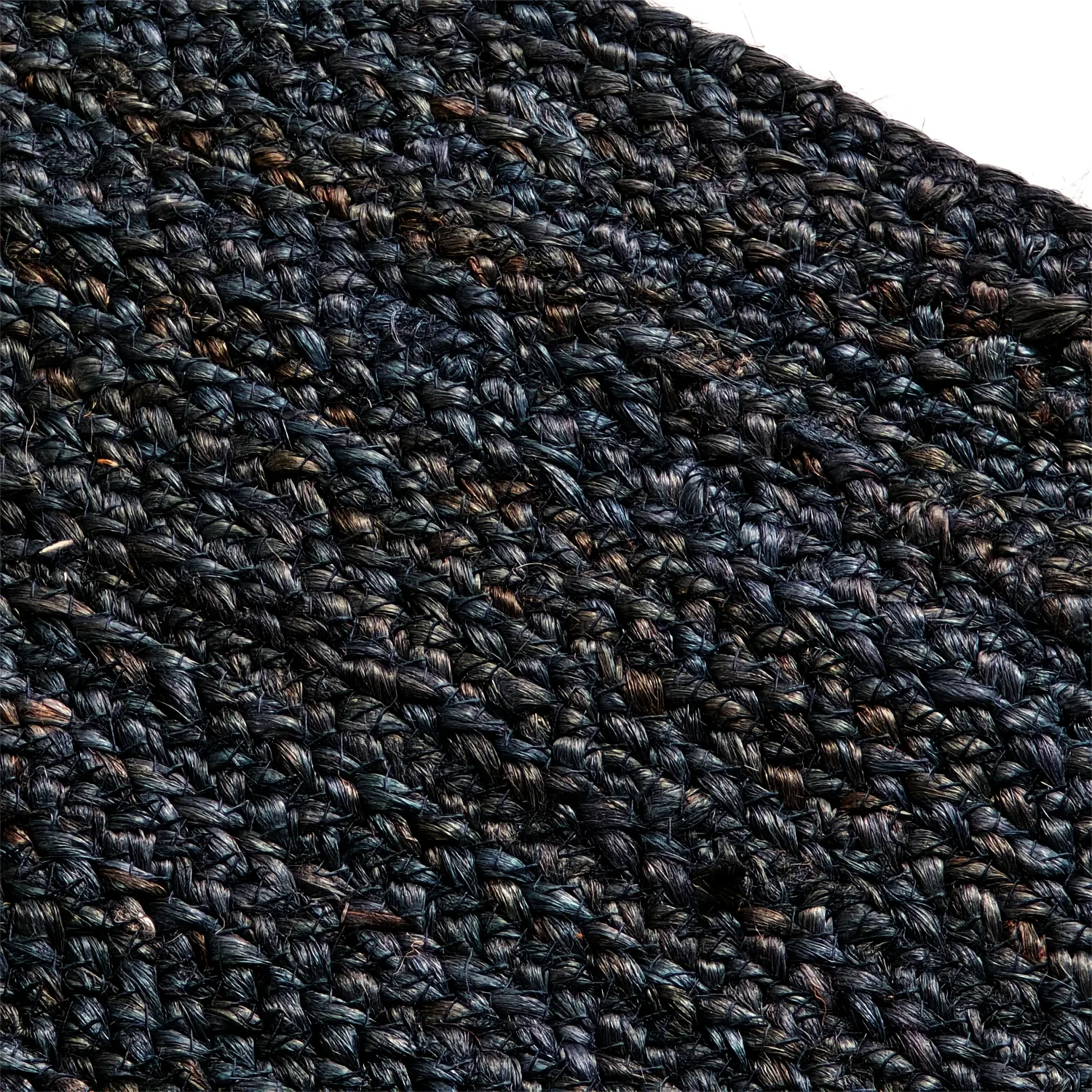 Alfombra redonda de yute - Amasia (azul oscuro)