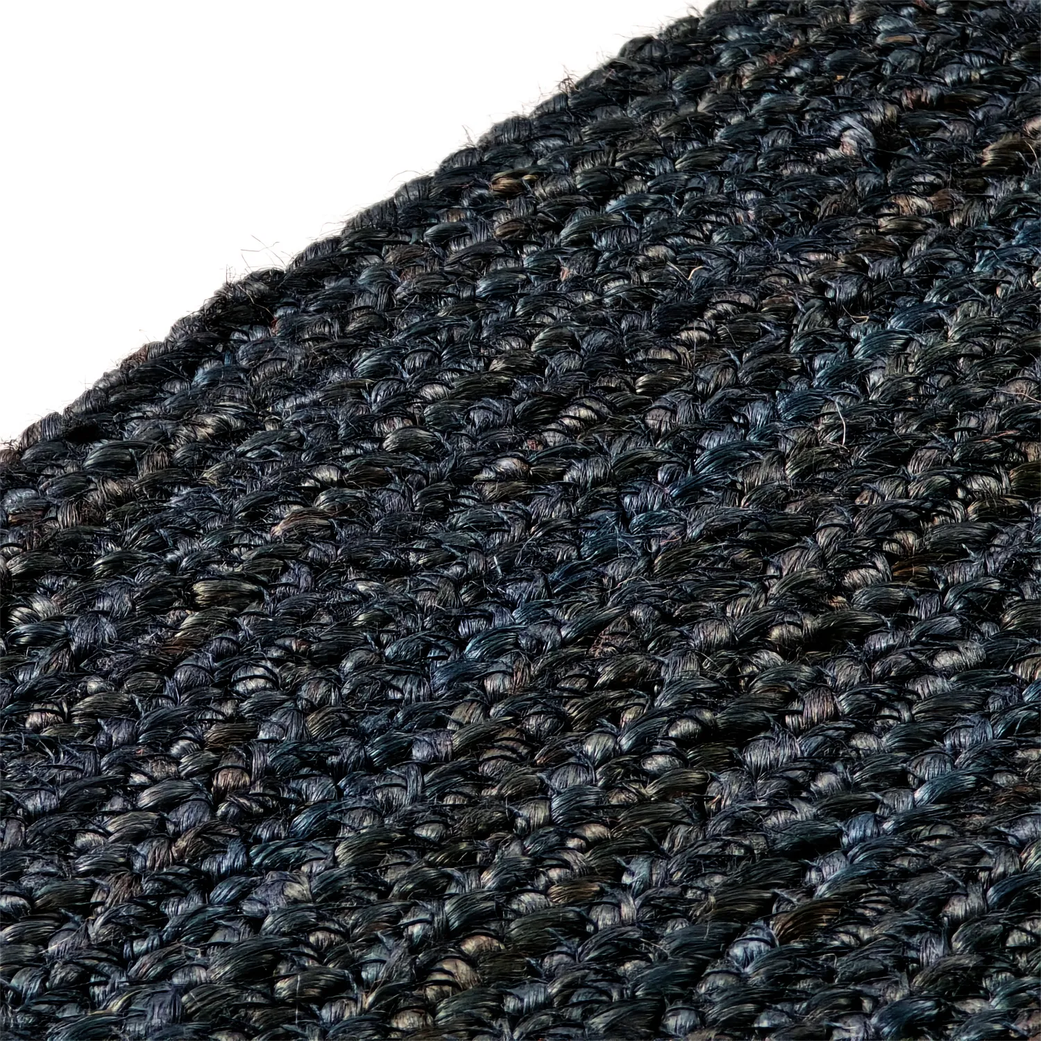 Alfombra redonda de yute - Amasia (azul oscuro)
