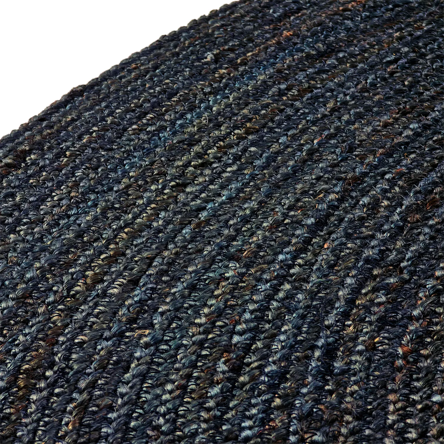Alfombra redonda de yute - Amasia (azul oscuro)