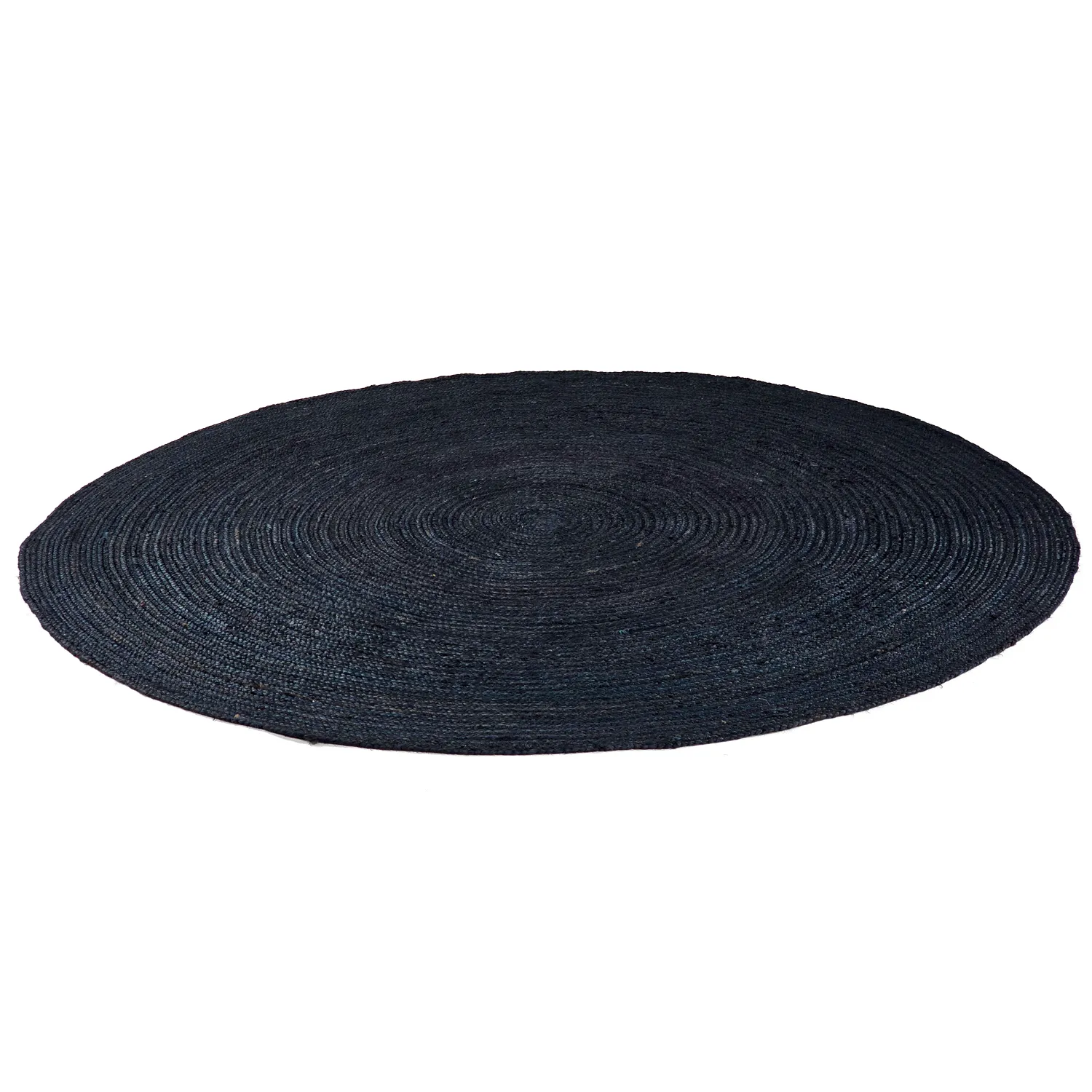Alfombra redonda de yute - Amasia (azul oscuro)