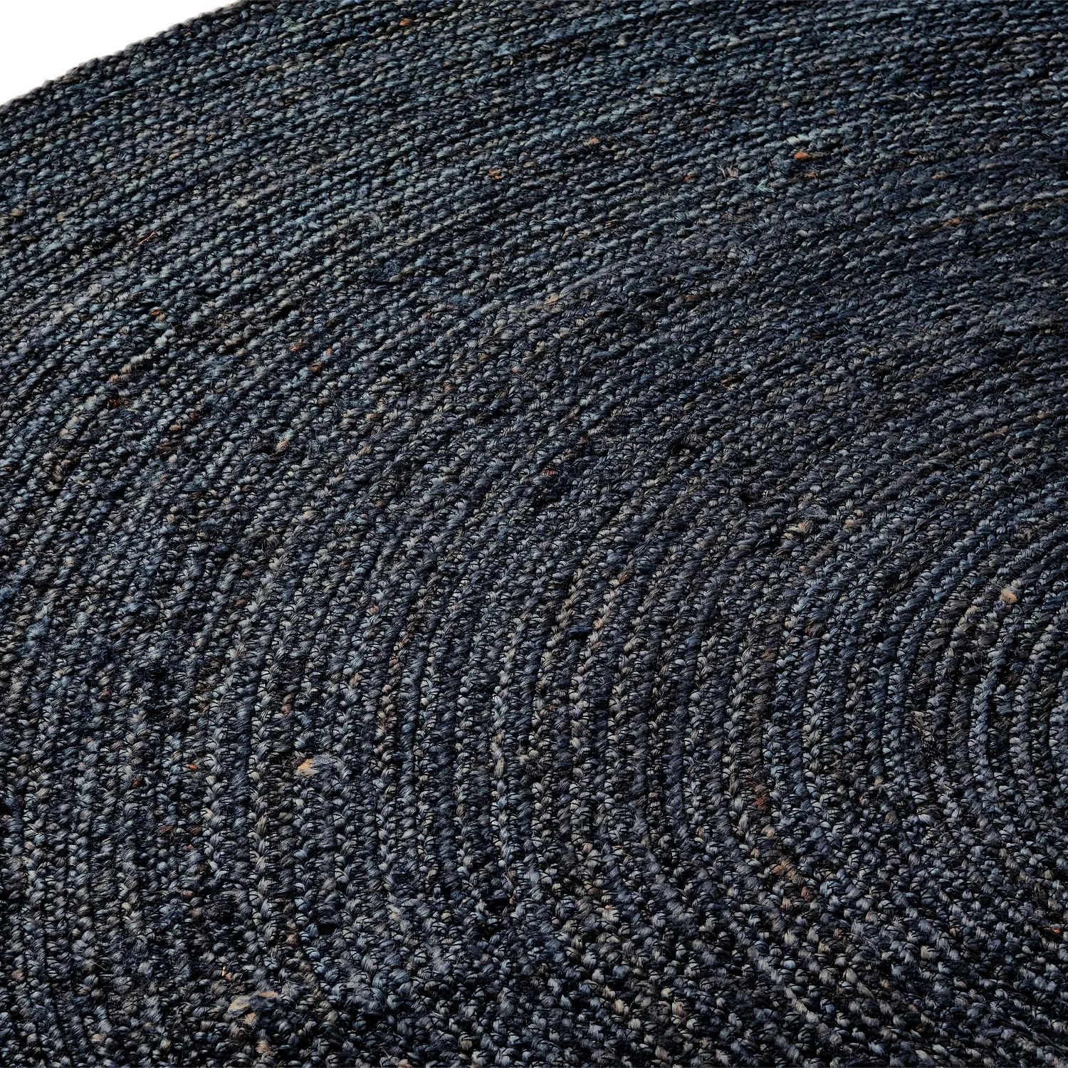 Alfombra redonda de yute - Amasia (azul oscuro)