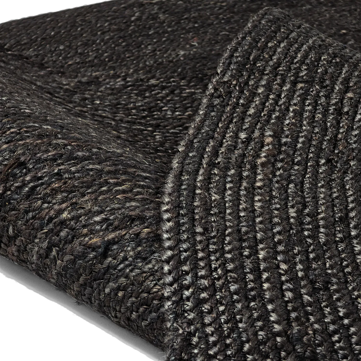 Alfombra redonda de yute - Amasia (negro)