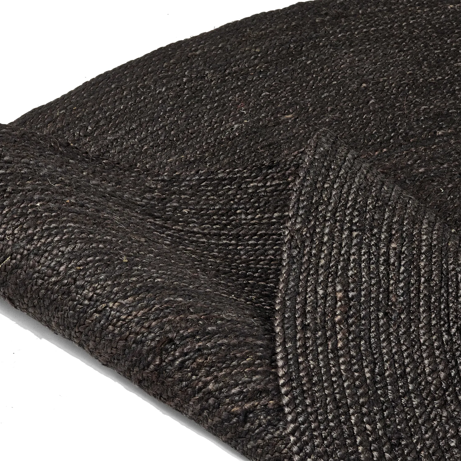 Alfombra redonda de yute - Amasia (negro)